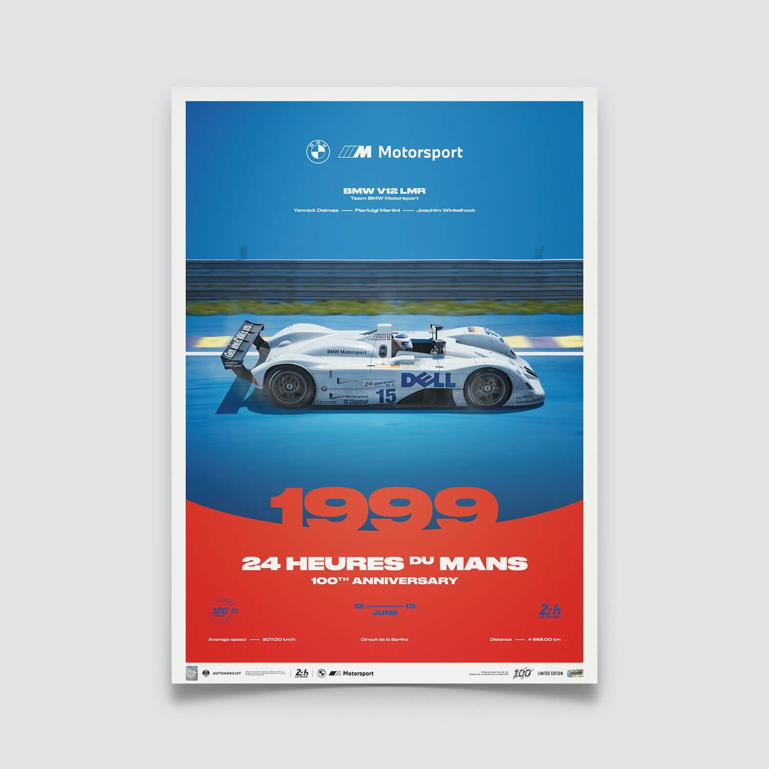 BMW V12 LMR | 1999 100th Anniversary | Unique Numbers 24h Le Mans Poster