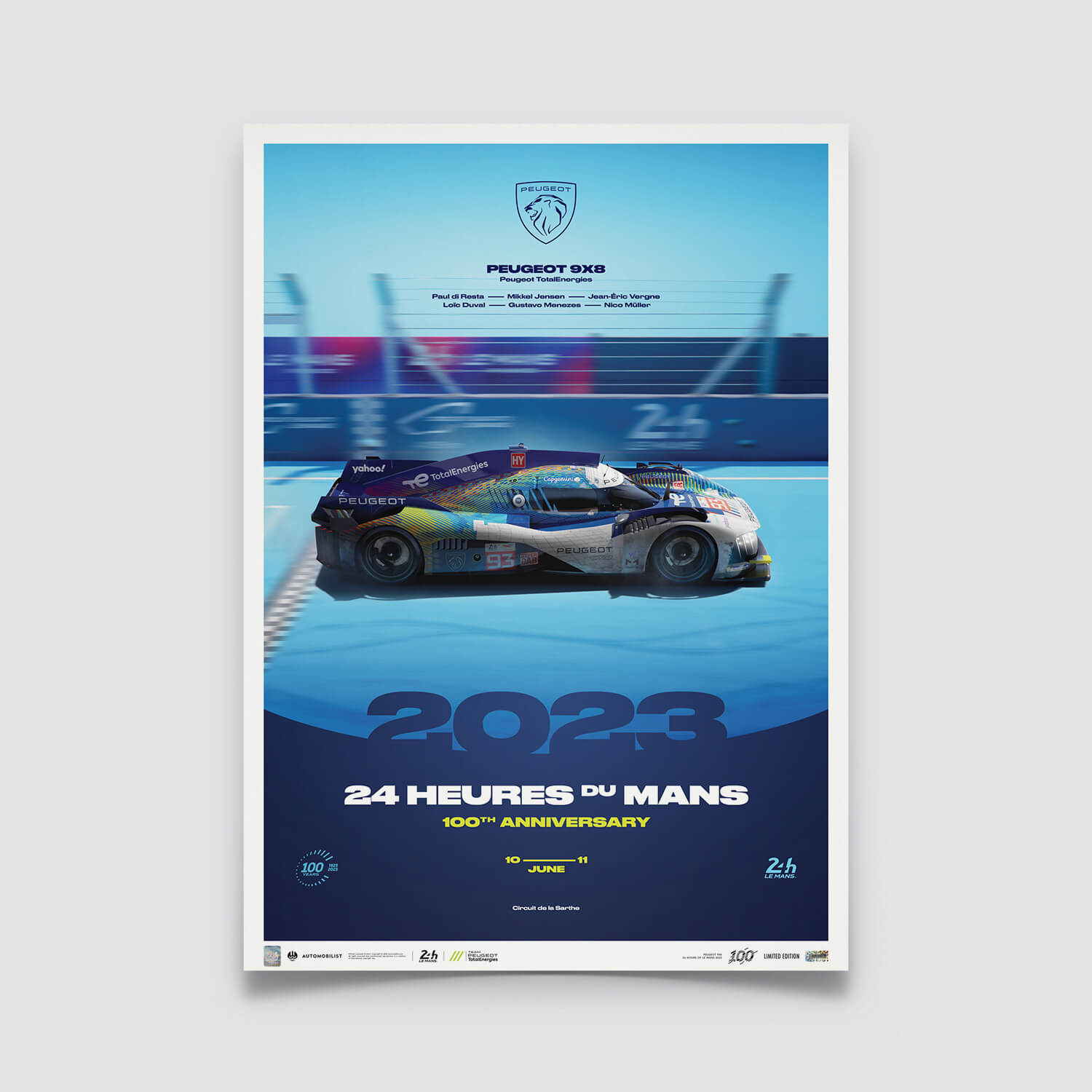 Peugeot 9X8 | 2023 100th Anniversary | 24h Le Mans Poster