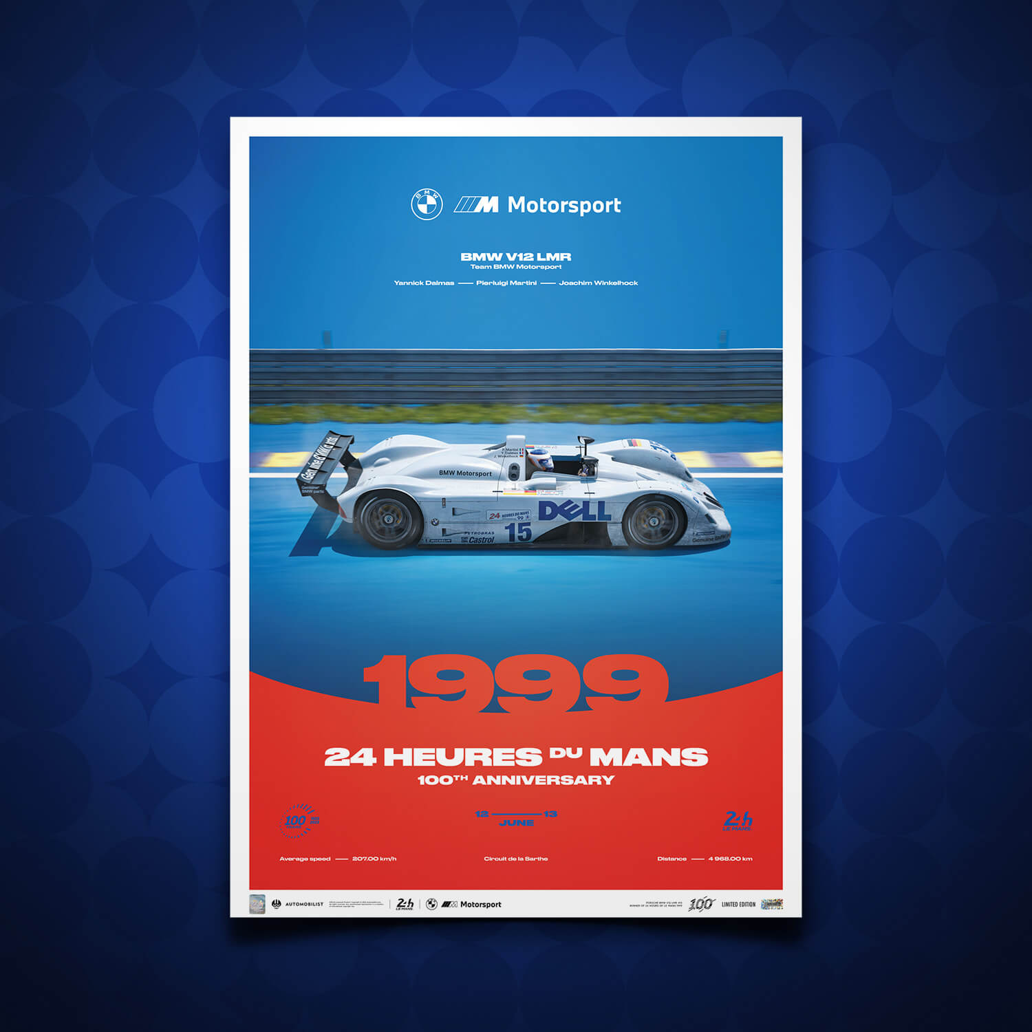 BMW V12 LMR | 1999 100th Anniversary | Unique Numbers 24h Le Mans Poster