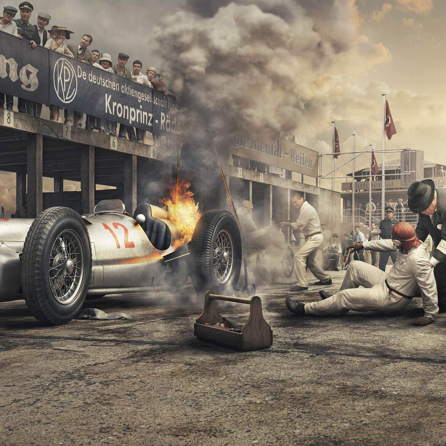 Burn And Crash - Mercedes-Benz - Silver Arrows - Manfred von Brauchitsch - NĂĽrburging - 1938 - Automobilist
