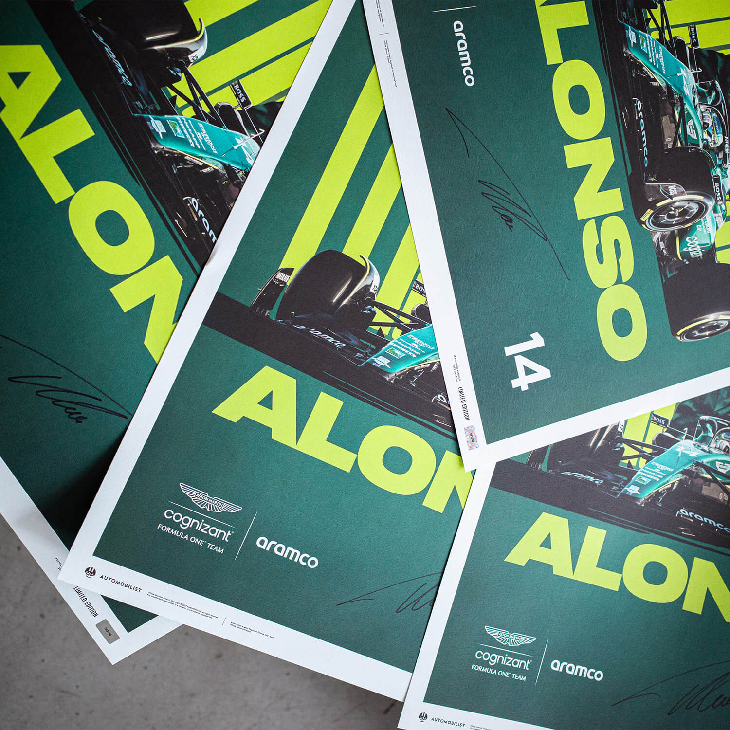 Signed by Fernando Alonso | 2023 Aston Martin Aramco Cognizant Formula One™ Team | Aston Martin Poster