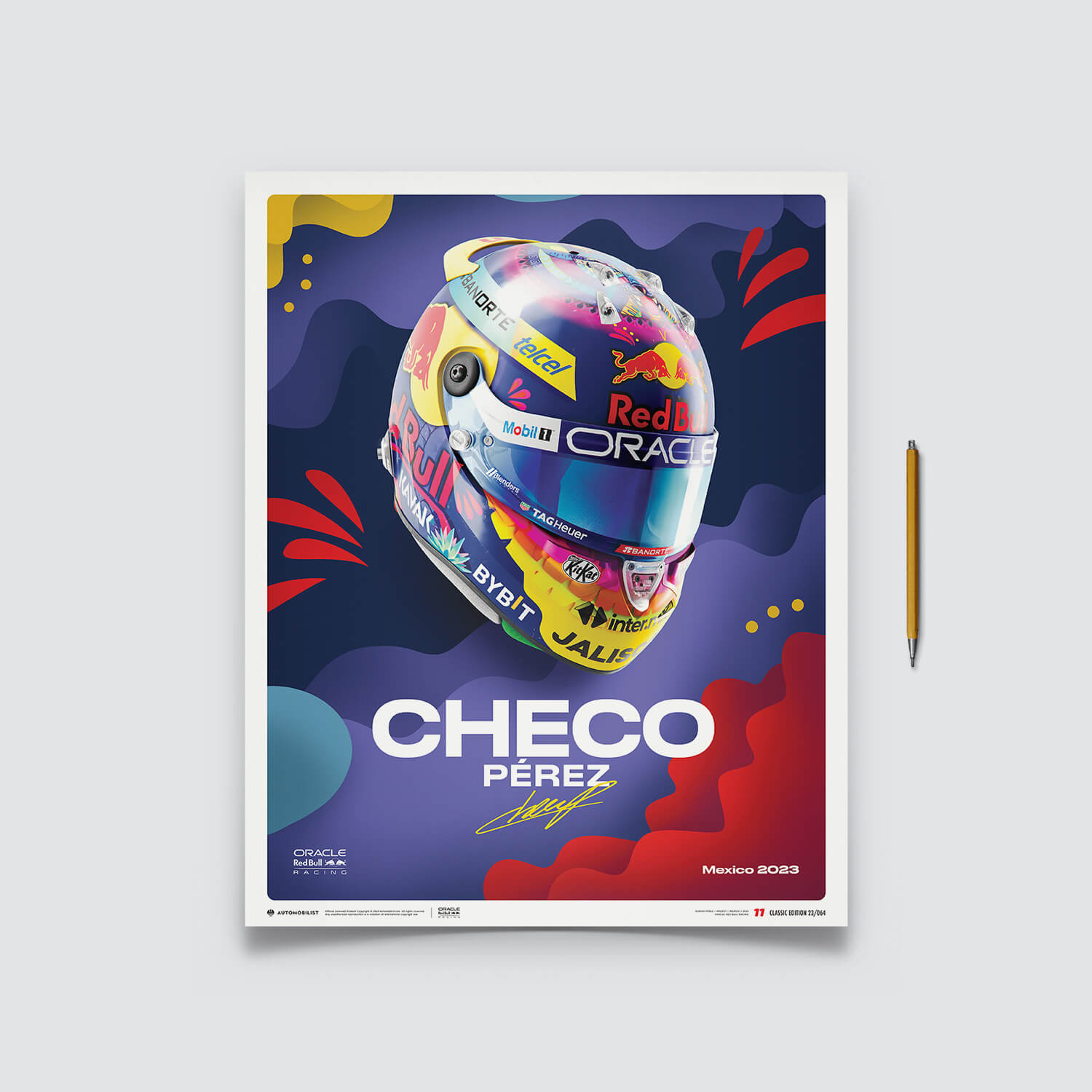 Sergio Pérez | 2023 Mexican Grand Prix Helmet | Oracle Red Bull Racing Poster