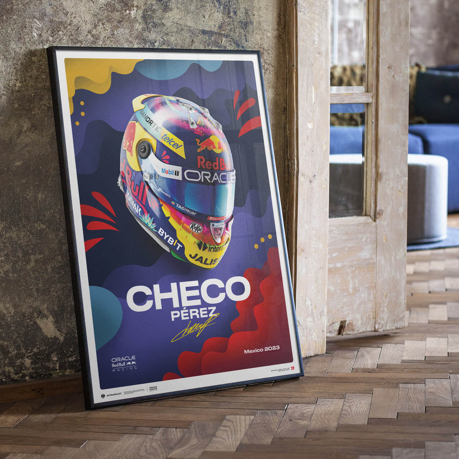 Sergio Pérez | 2023 Mexican Grand Prix Helmet | Oracle Red Bull Racing Poster