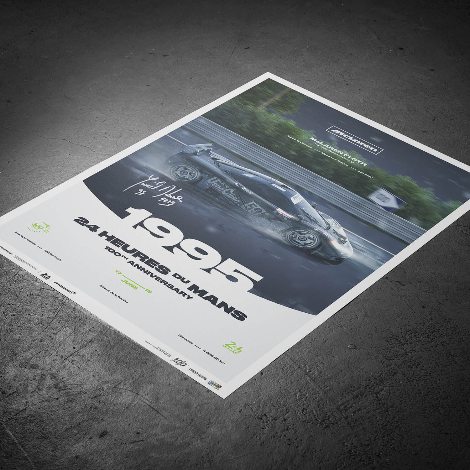 Signed by Yannick Dalmas | 1995 McLaren F1 GTR | 100th Anniversary 24h Le Mans Poster