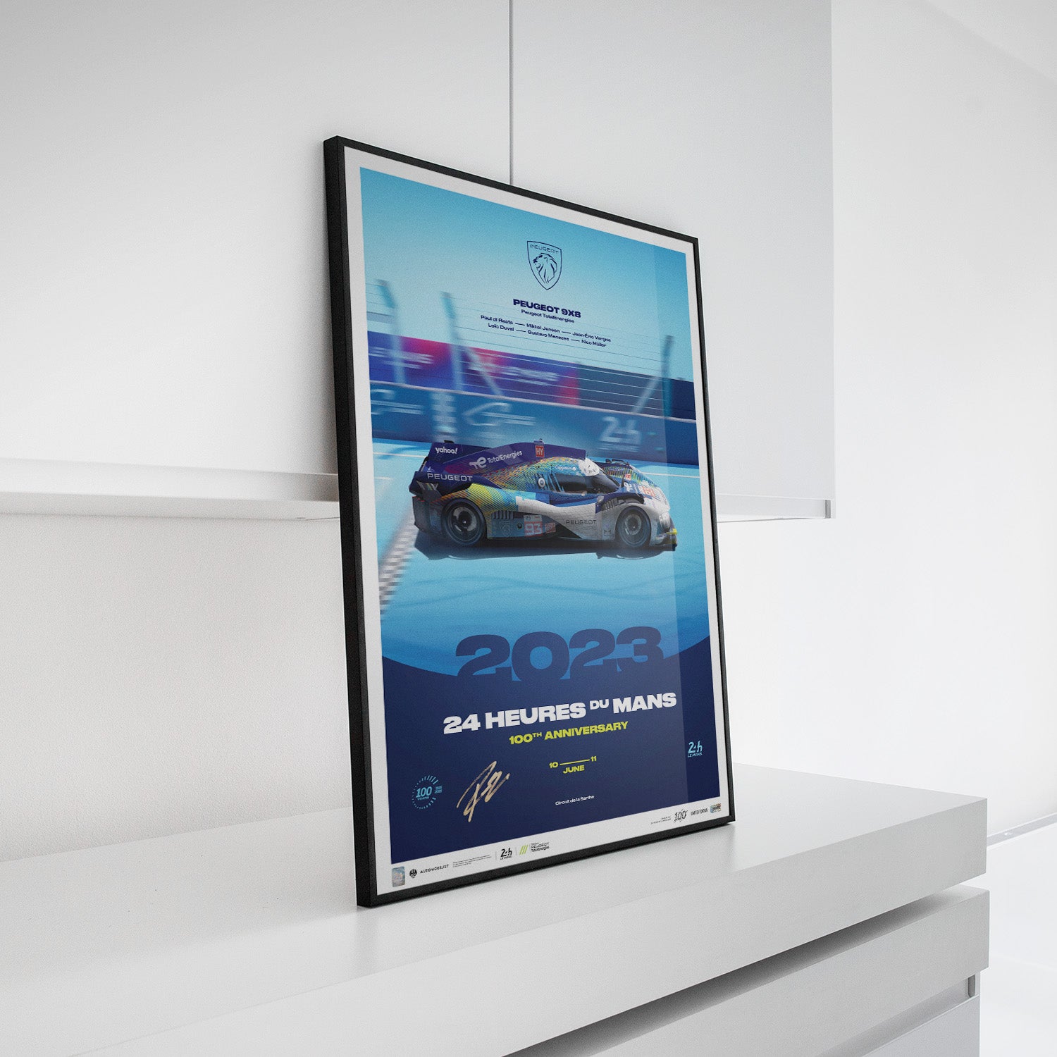 Signed by Paul di Resta | 2023 Peugeot 9X8 | 100th Anniversary 24h Le Mans Poster