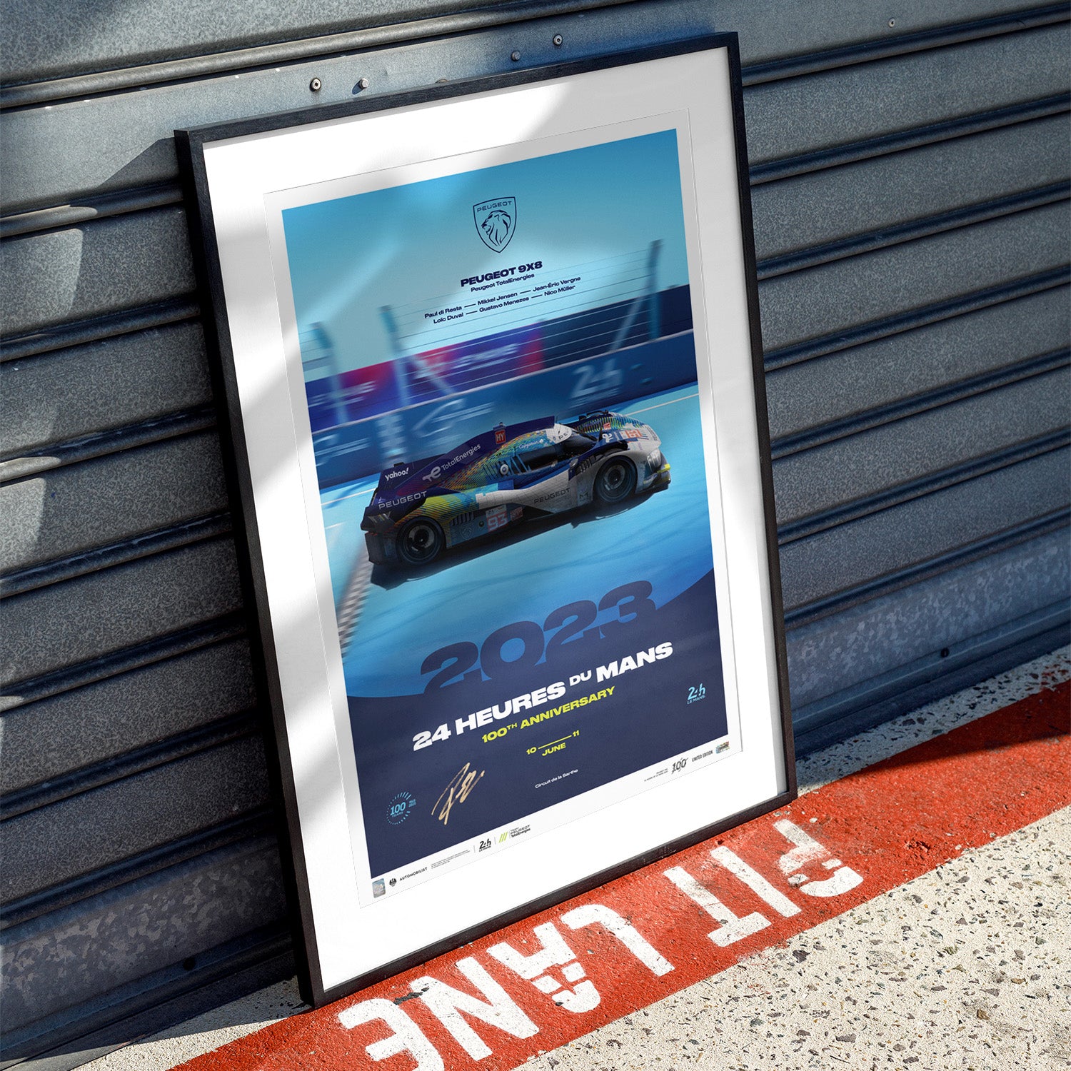 Signed by Paul di Resta | 2023 Peugeot 9X8 | 100th Anniversary 24h Le Mans Poster