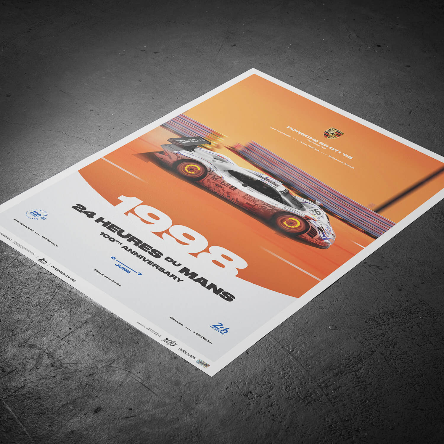 Porsche 911 GT1 | 1998 100th Anniversary | 24h Le Mans Poster