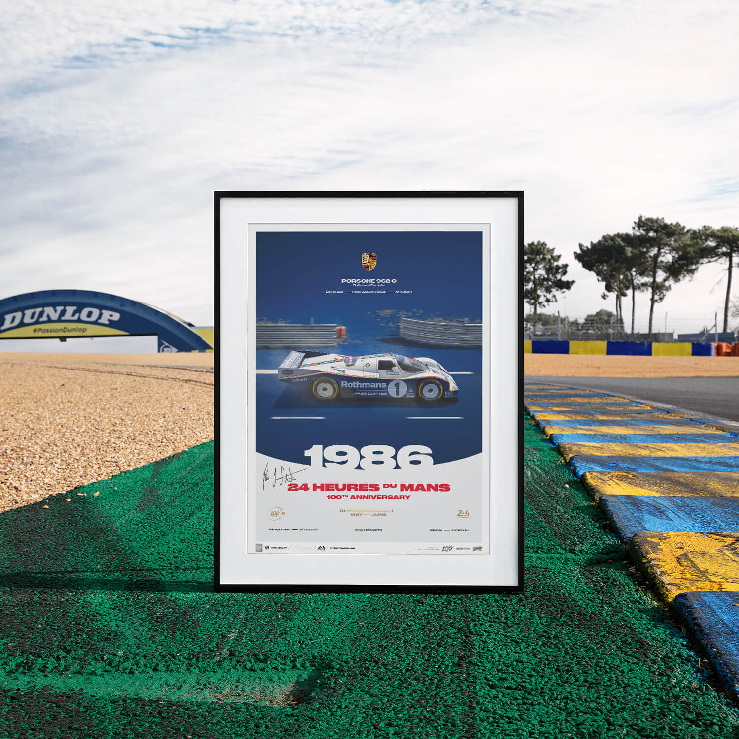 Signed by Hans-Joachim Stuck | 1986 Porsche 962 C | 100th Anniversary 24h Le Mans Poster