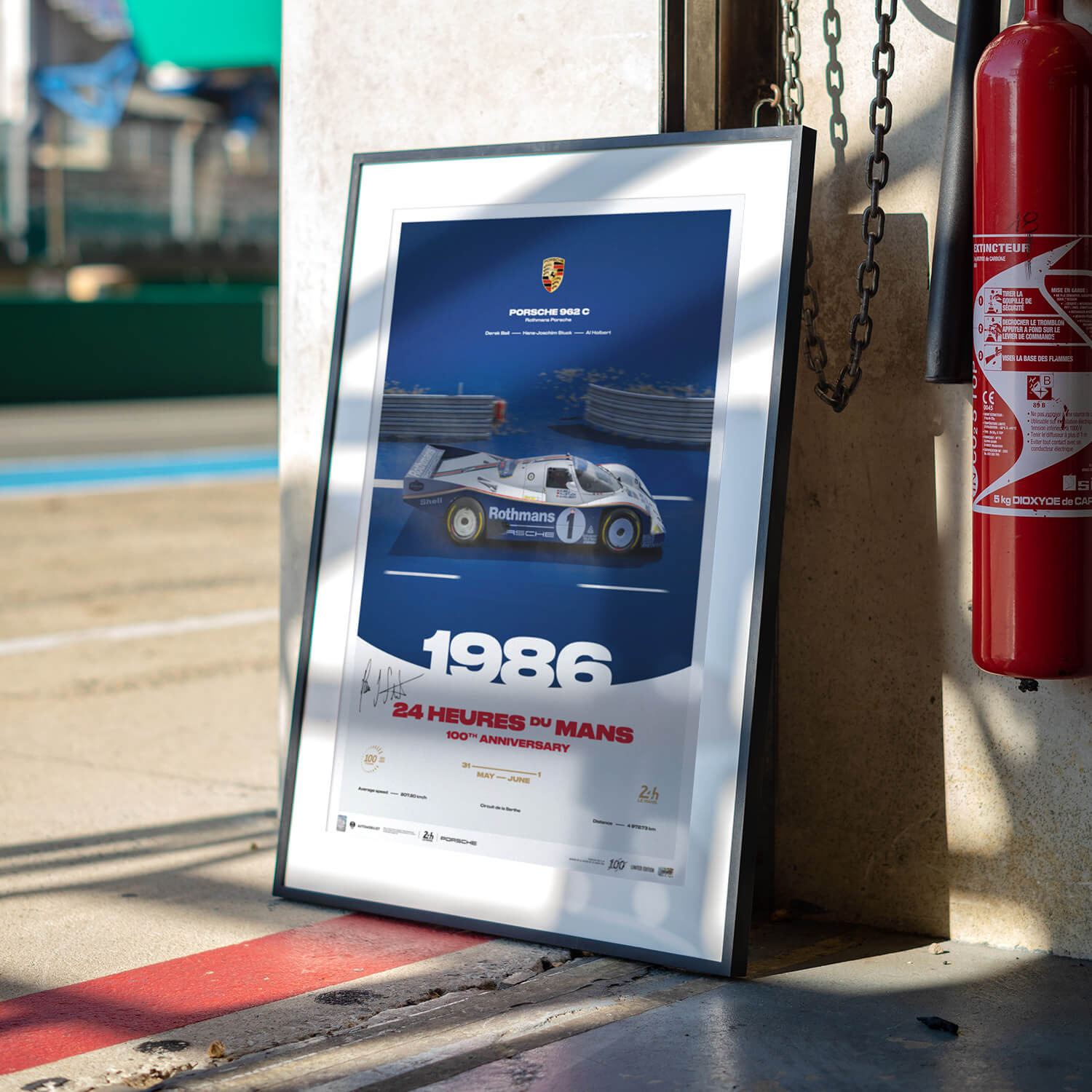 Signed by Hans-Joachim Stuck - Porsche 962 C - 24h Le Mans - 100th Anniversary - 1986