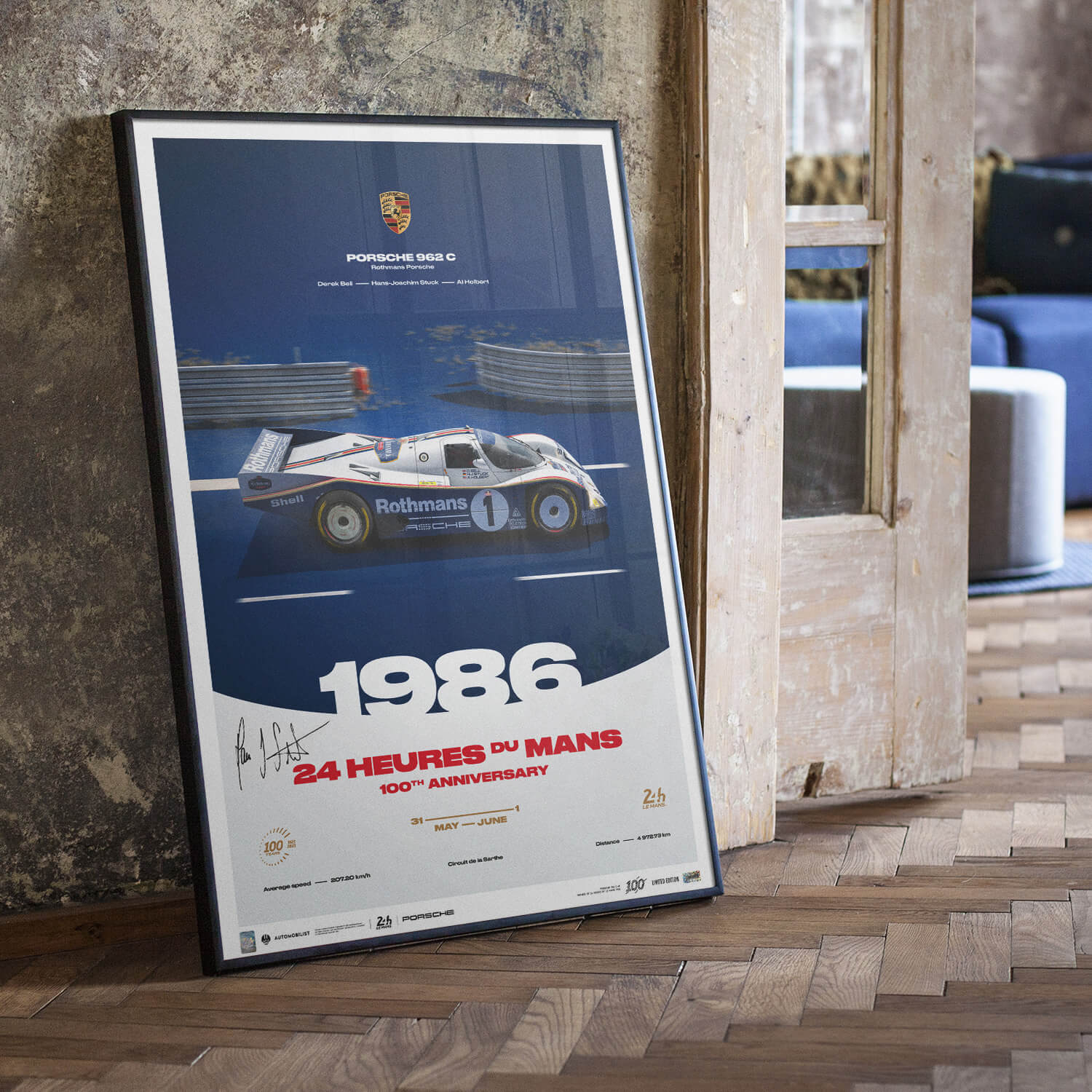 Signed by Hans-Joachim Stuck | 1986 Porsche 962 C | 100th Anniversary 24h Le Mans Poster