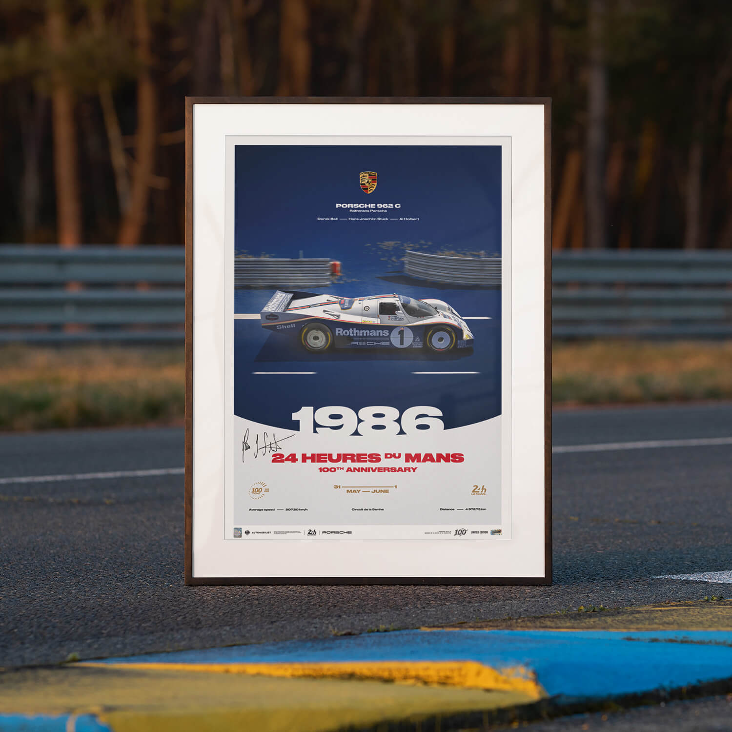 Signed by Hans-Joachim Stuck | 1986 Porsche 962 C | 100th Anniversary 24h Le Mans Poster