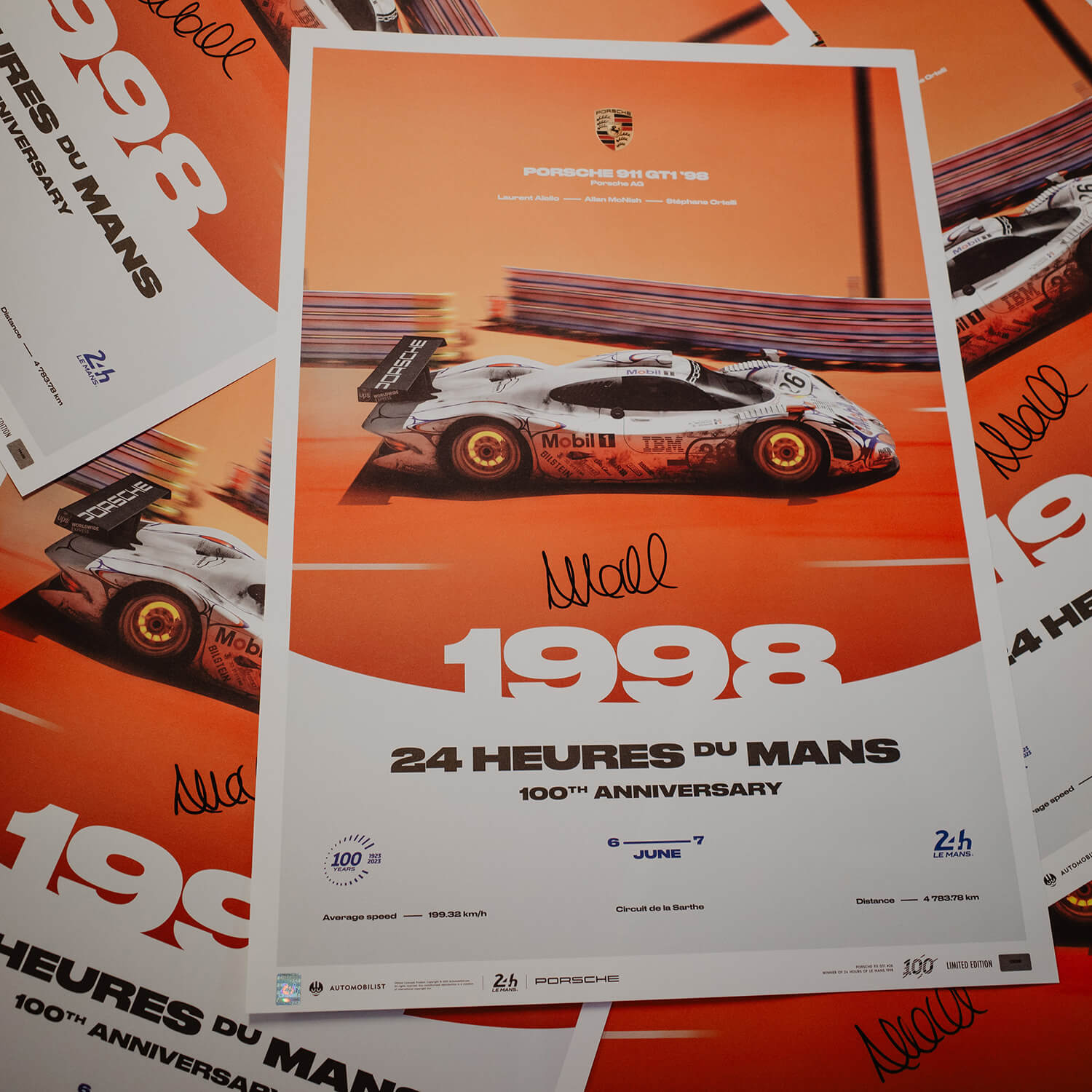 Signed by Allan McNish | 1998 Porsche 911 GT1 | 100th Anniversary 24h Le Mans Poster