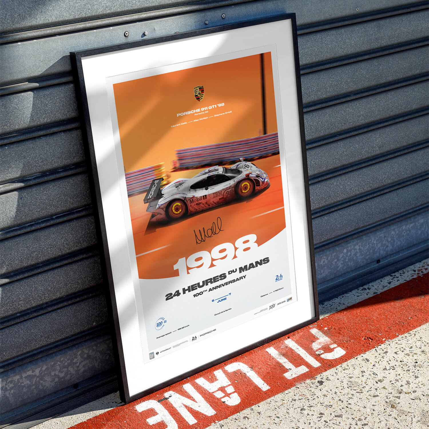 Signed by Allan McNish | 1998 Porsche 911 GT1 | 100th Anniversary 24h Le Mans Poster