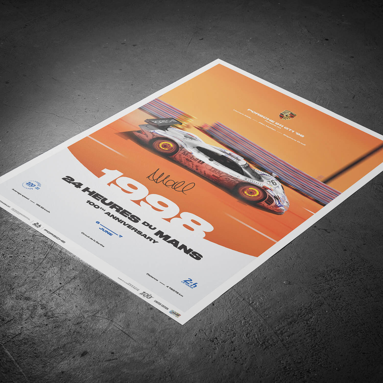 Signed by Allan McNish | 1998 Porsche 911 GT1 | 100th Anniversary 24h Le Mans Poster