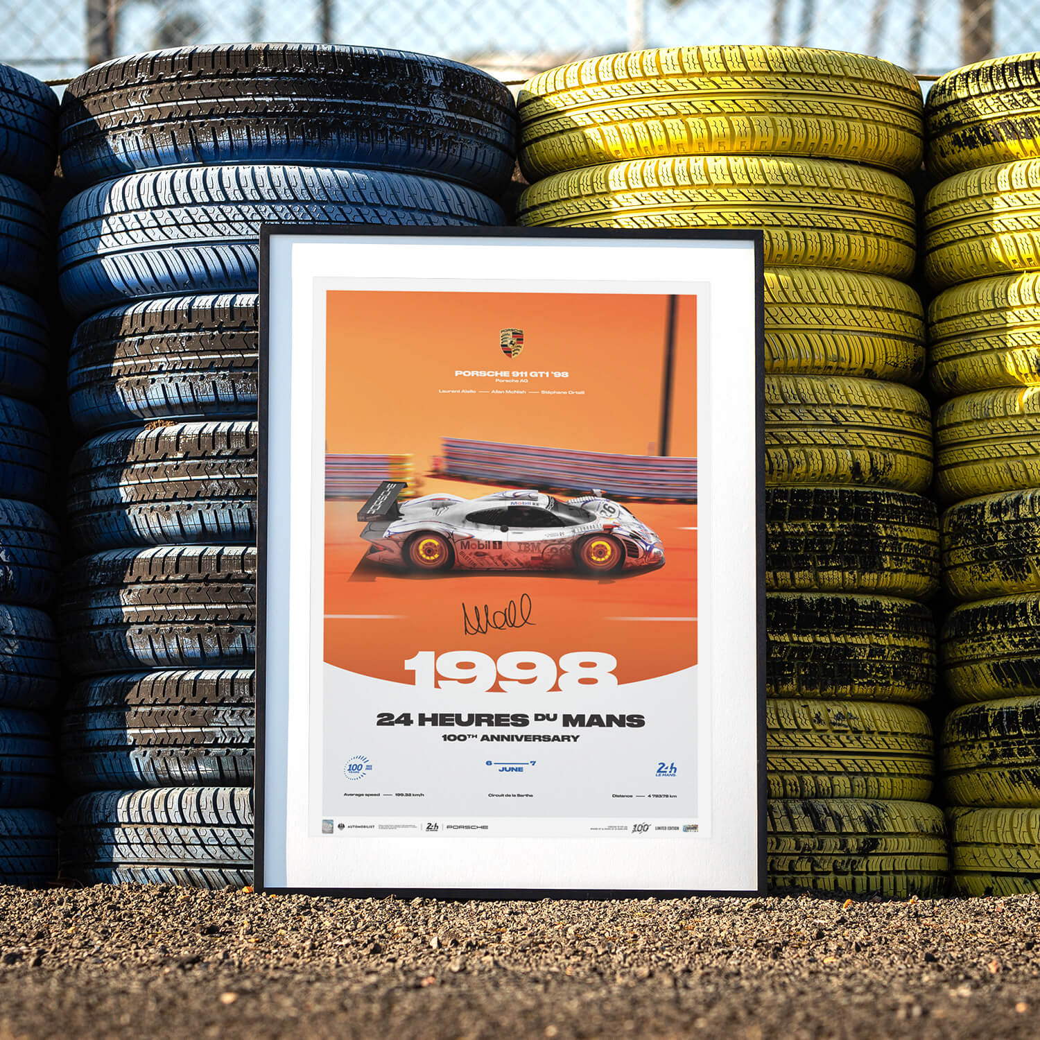 Signed by Allan McNish | 1998 Porsche 911 GT1 | 100th Anniversary 24h Le Mans Poster