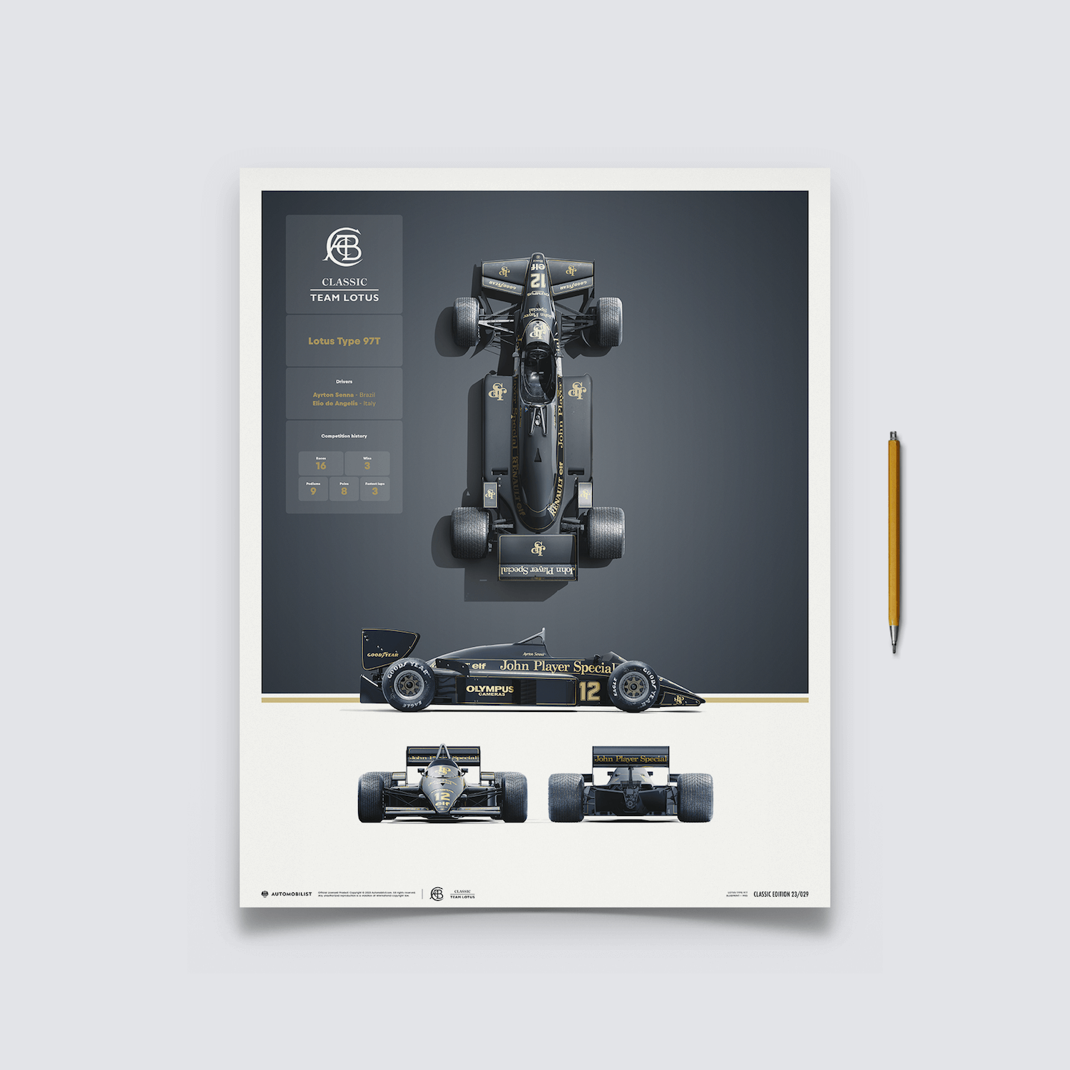Team Lotus Type 97T | 1985 Blueprint | Lotus Poster