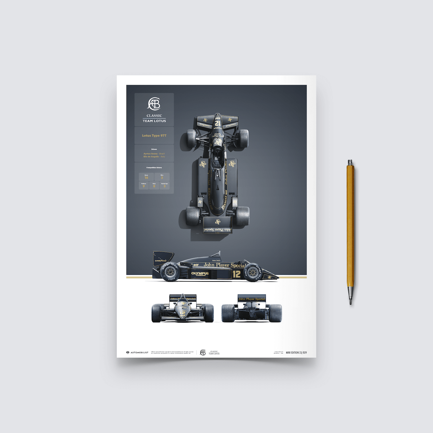 Team Lotus Type 97T | 1985 Blueprint | Lotus Poster
