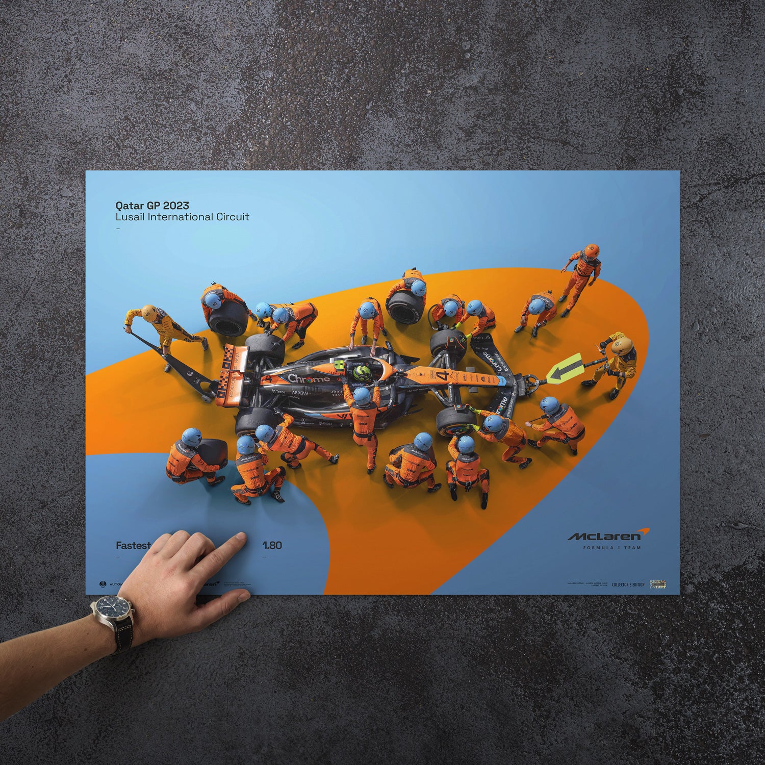 McLaren Formula 1 Team | 2023 World Record Fastest Pit Stop 1.80 | Collector's Edition McLaren Poster
