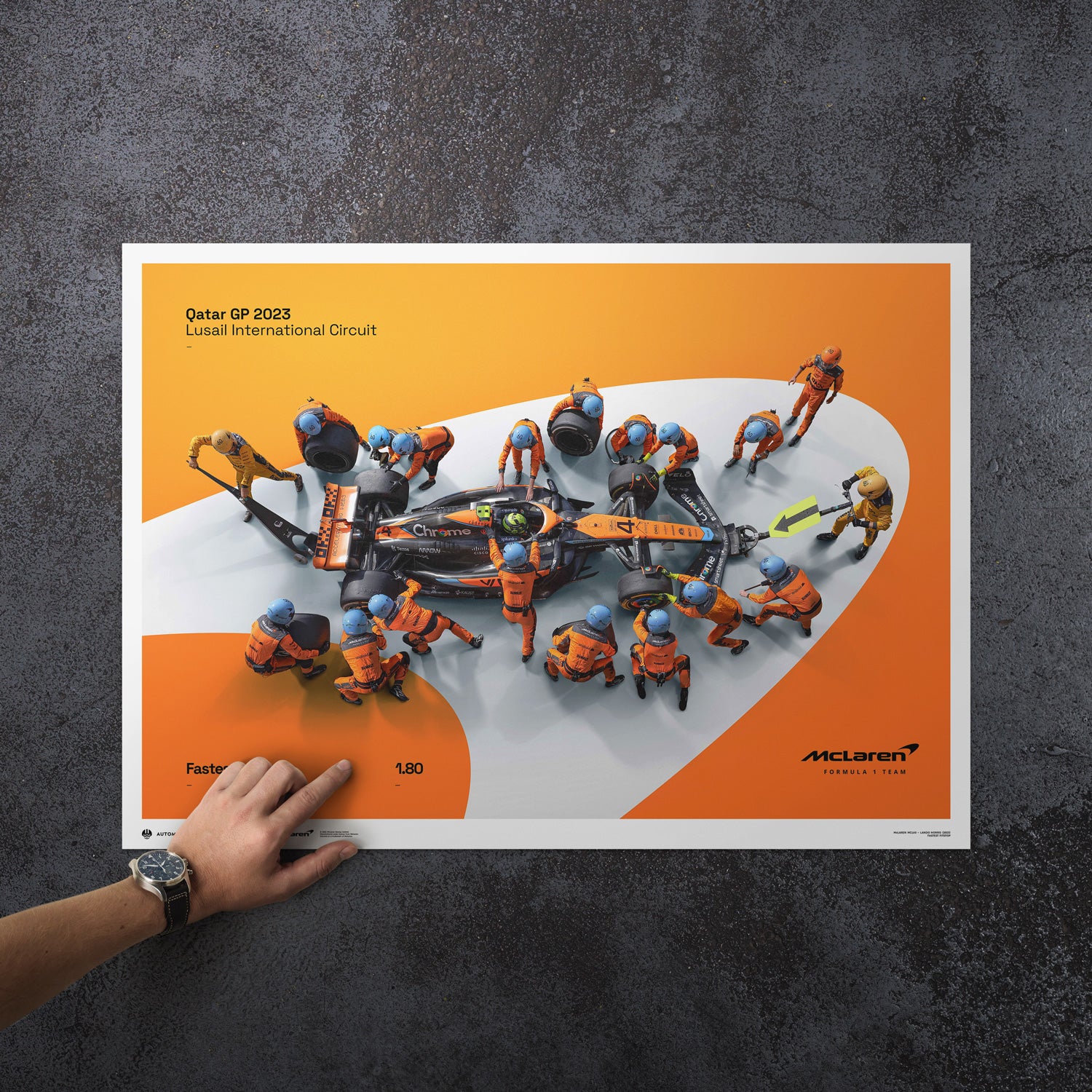 McLaren Formula 1 Team | 2023 World Record Fastest Pit Stop 1.80 | McLaren Poster