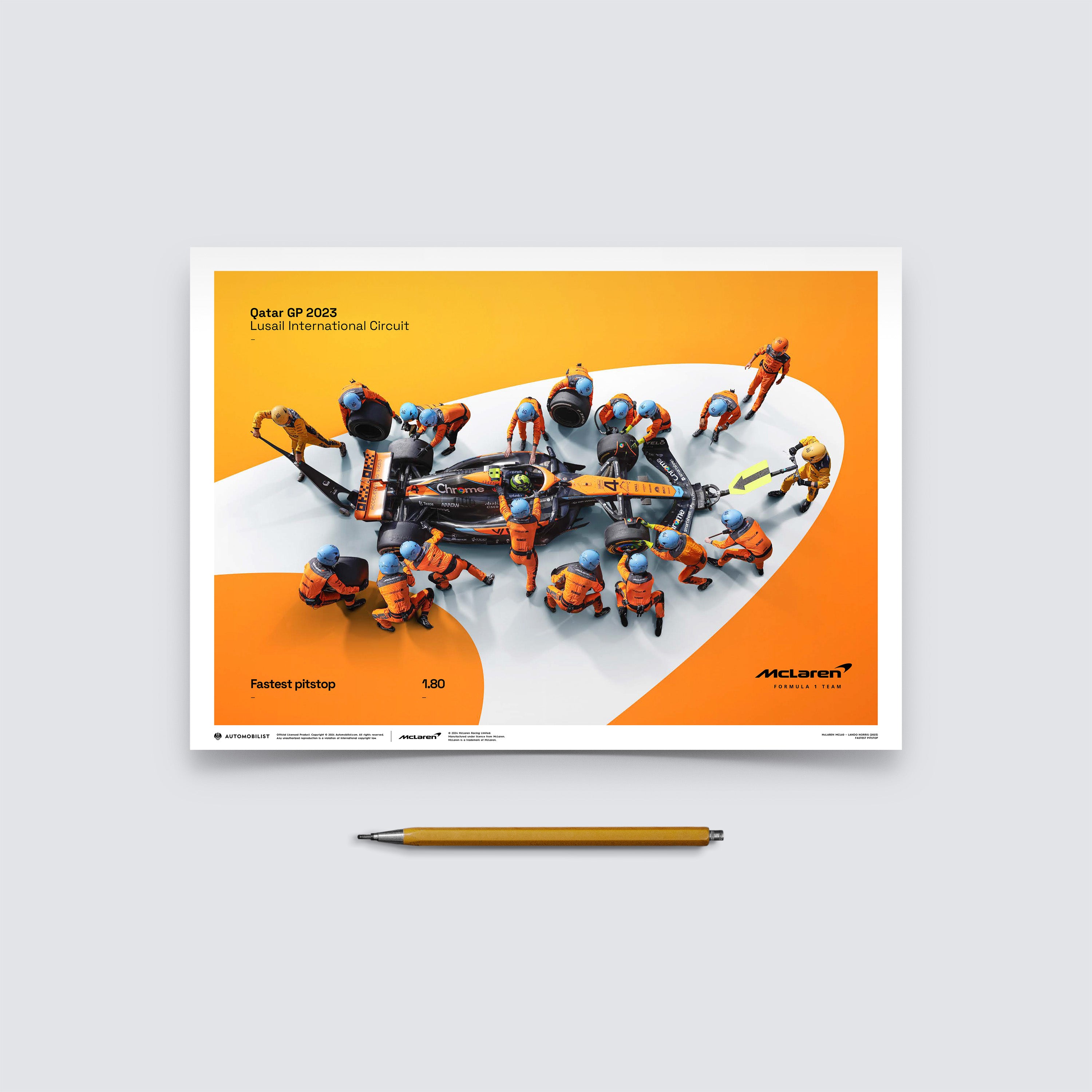 McLaren Formula 1 Team | 2023 World Record Fastest Pit Stop 1.80 | McLaren Poster