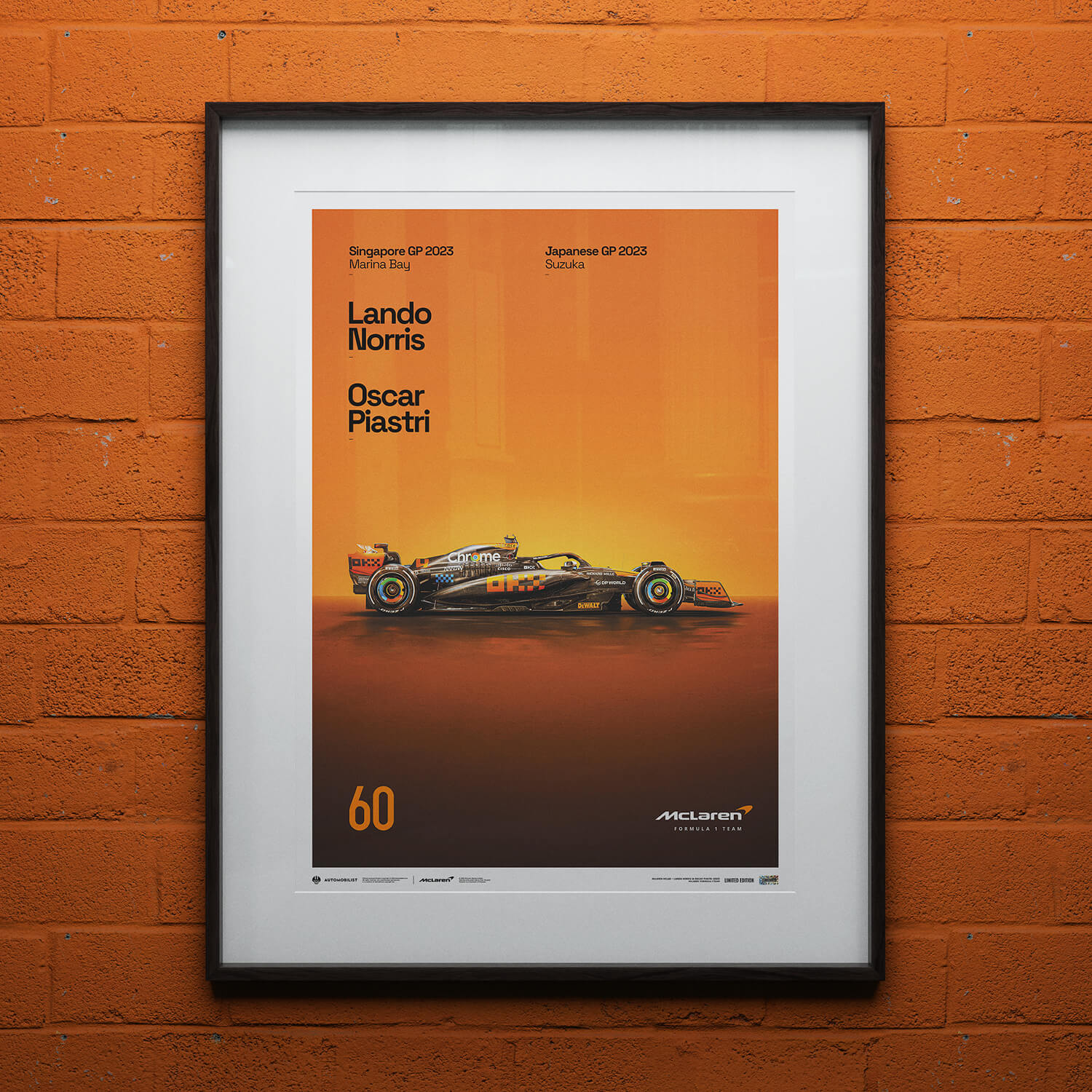 McLaren Formula 1 Team | 2023 Stealth Mode 60th Anniversary | Unique Numbers McLaren Poster