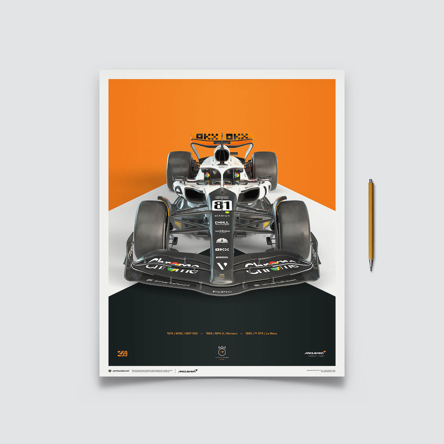 Oscar Piastri | 2023 The Triple Crown Livery 60th Anniversary | McLaren Formula 1 Team Poster