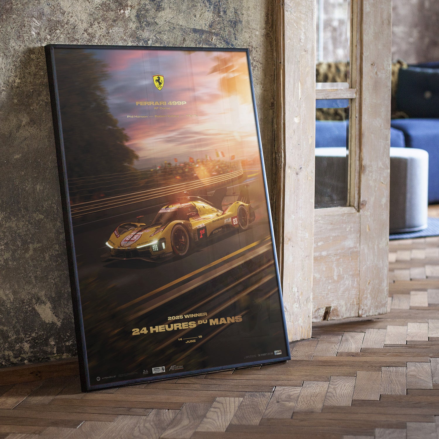 Ferrari 499P AF Corse | 24 Heures du Mans 2025 Winner | Official Poster