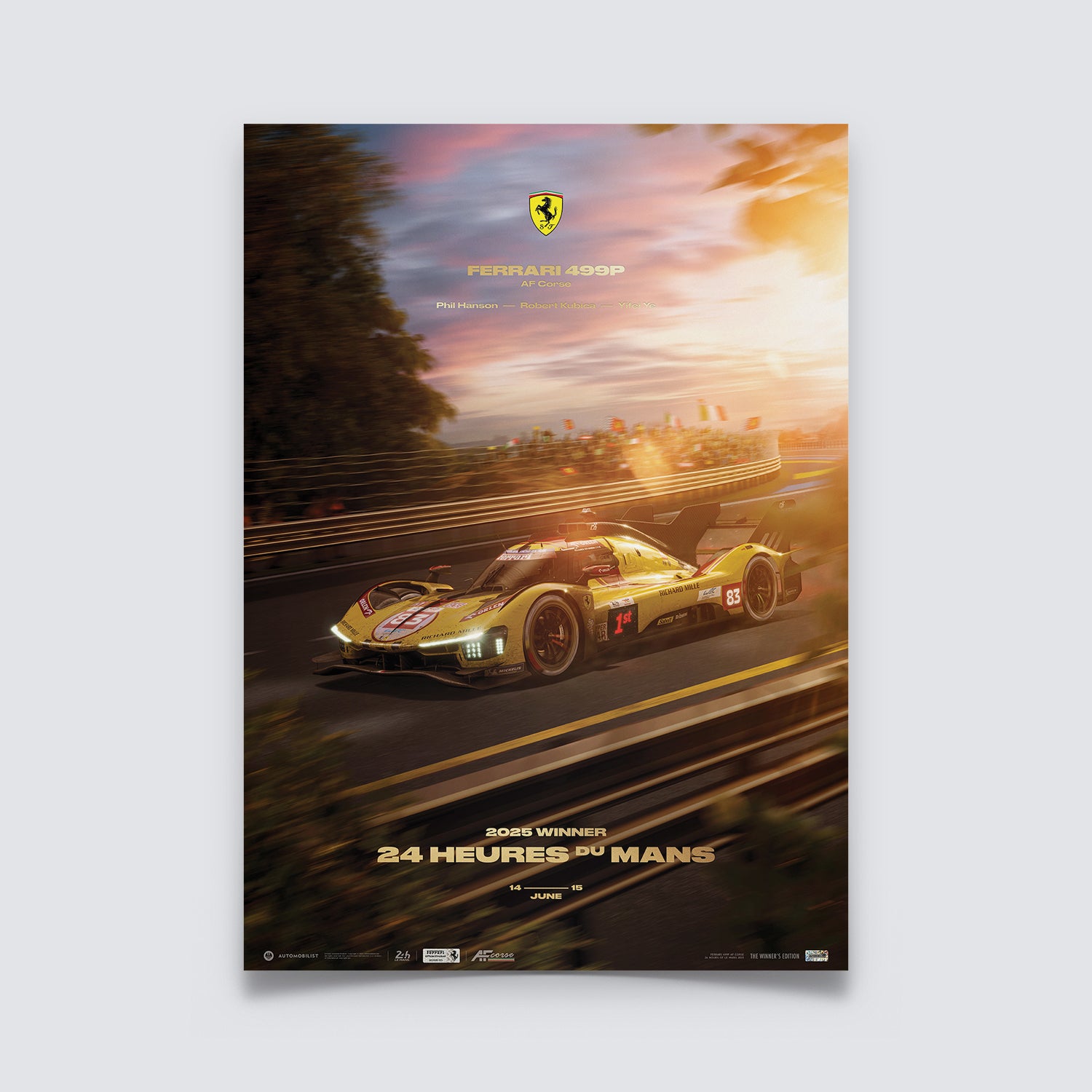 Ferrari 499P AF Corse | 24 Heures du Mans 2025 Winner | Official Poster