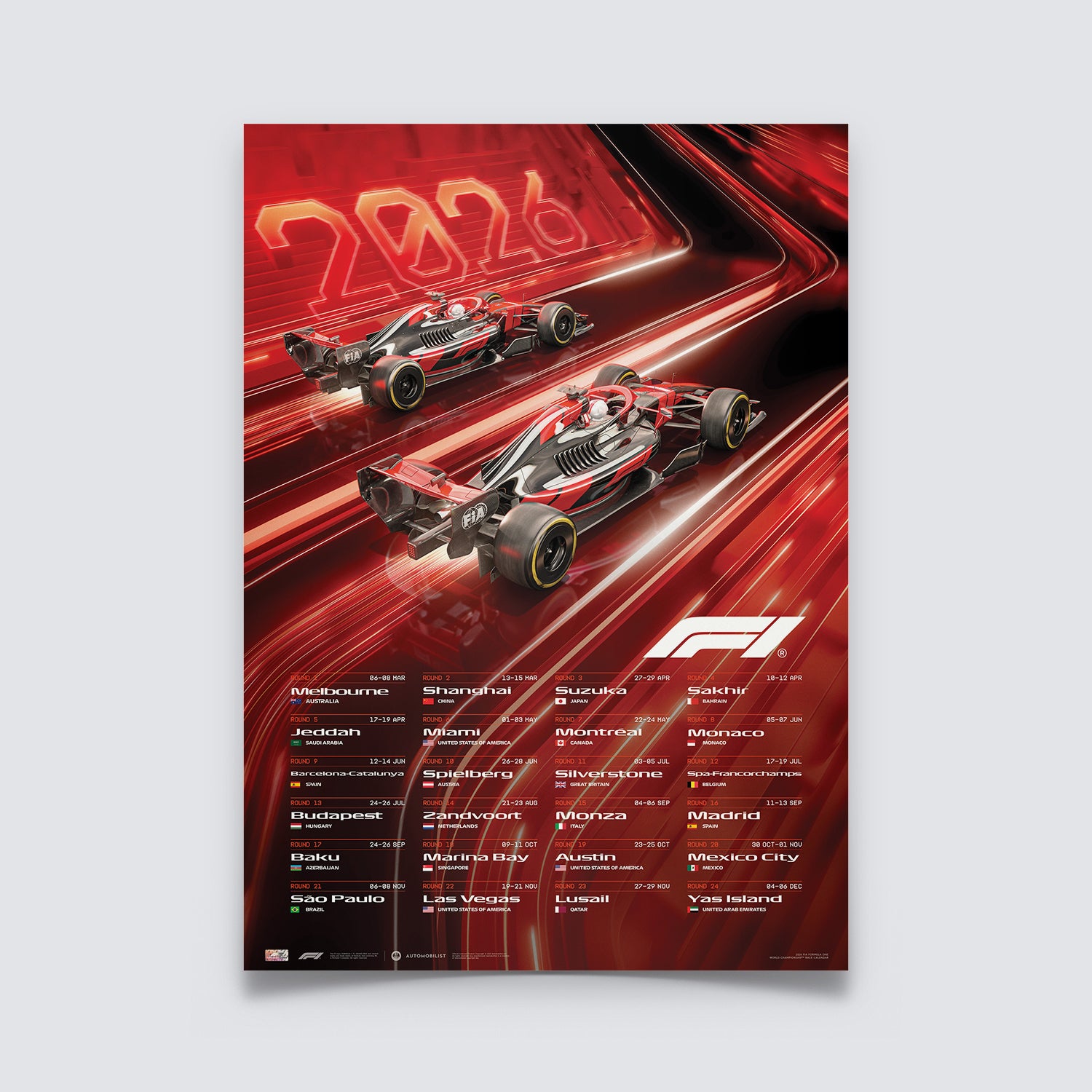 Formula 1® | Calendar Poster | 2026