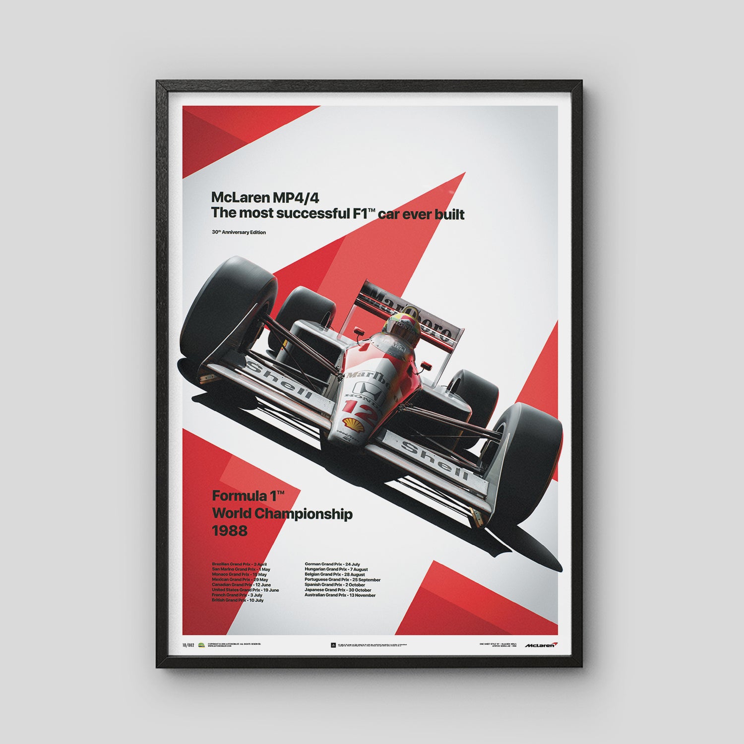 McLaren MP4/4 | 1988 Ayrton Senna San Marino GP | McLaren Poster