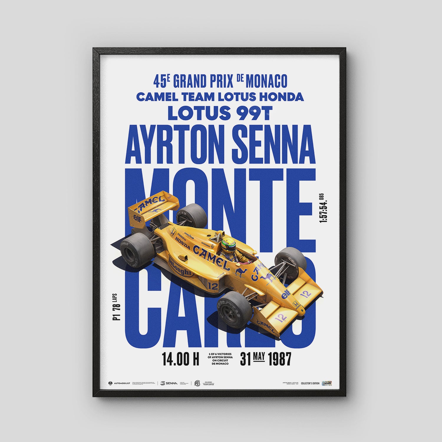 Ayrton Senna Classic Team Lotus 99T Monte Carlo | 30 YEARS OF LEGACY | Limited Edition Poster