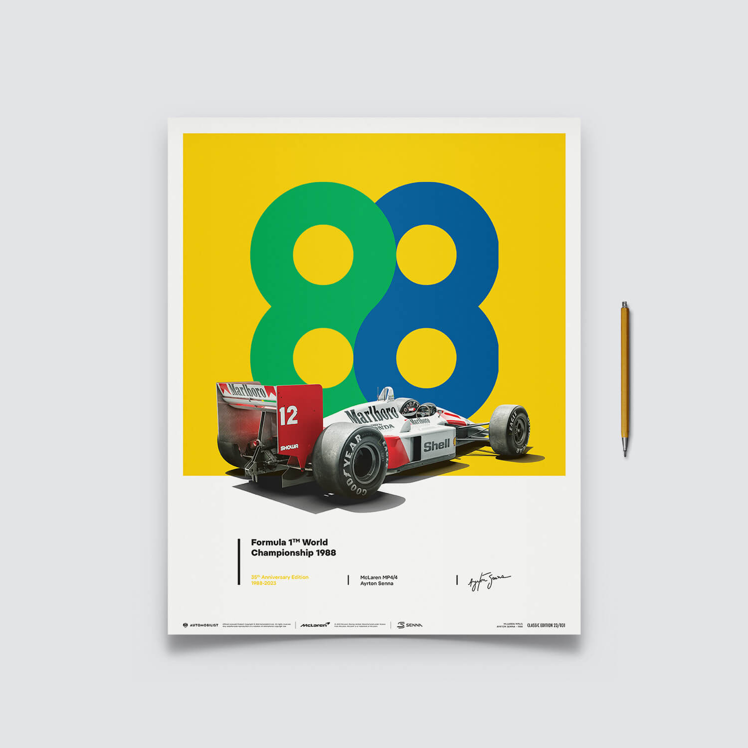 Ayrton Senna | 1988 35th Anniversary San Marino GP 88 | McLaren MP4/4 Poster