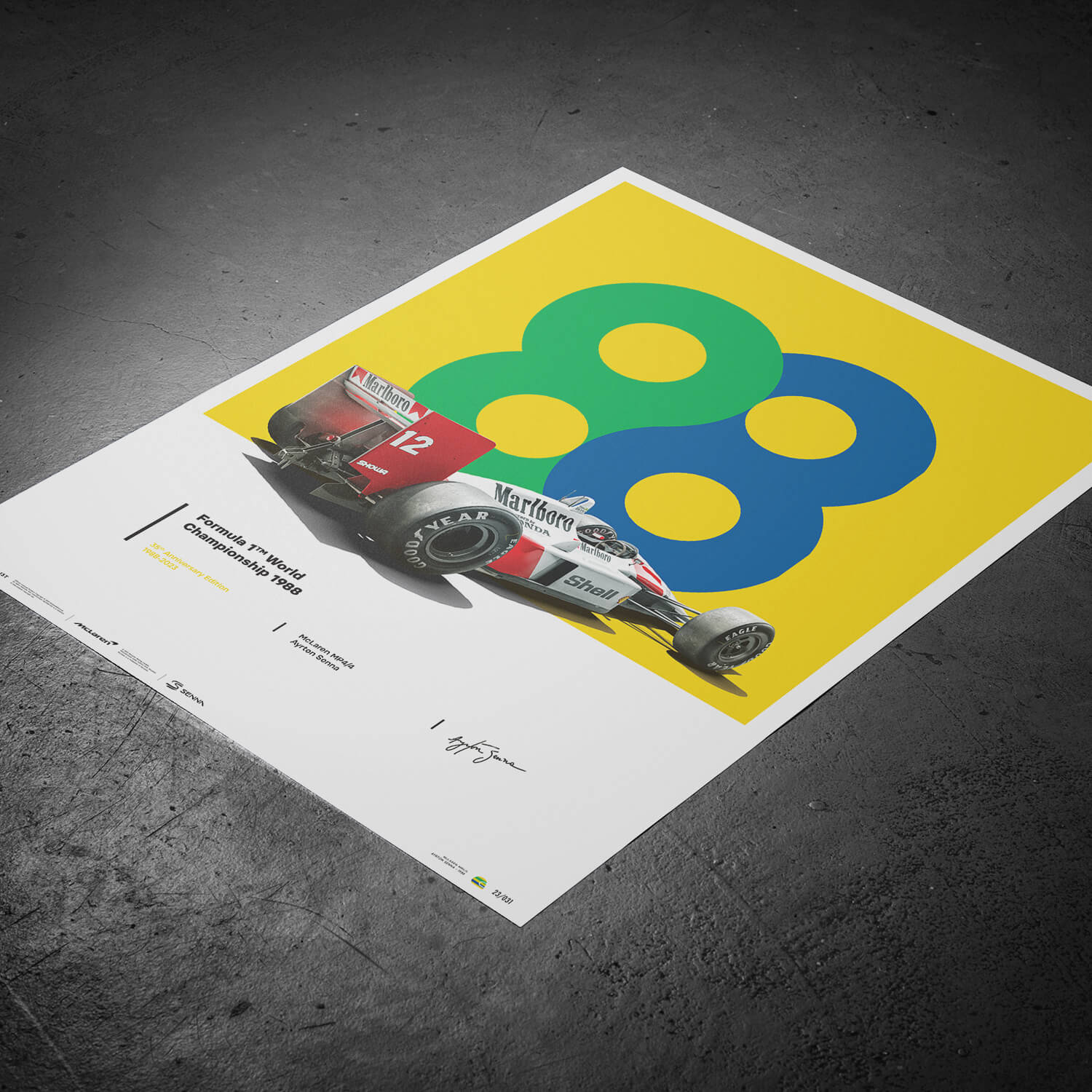 Ayrton Senna | 1988 35th Anniversary San Marino GP 88 | McLaren MP4/4 Poster