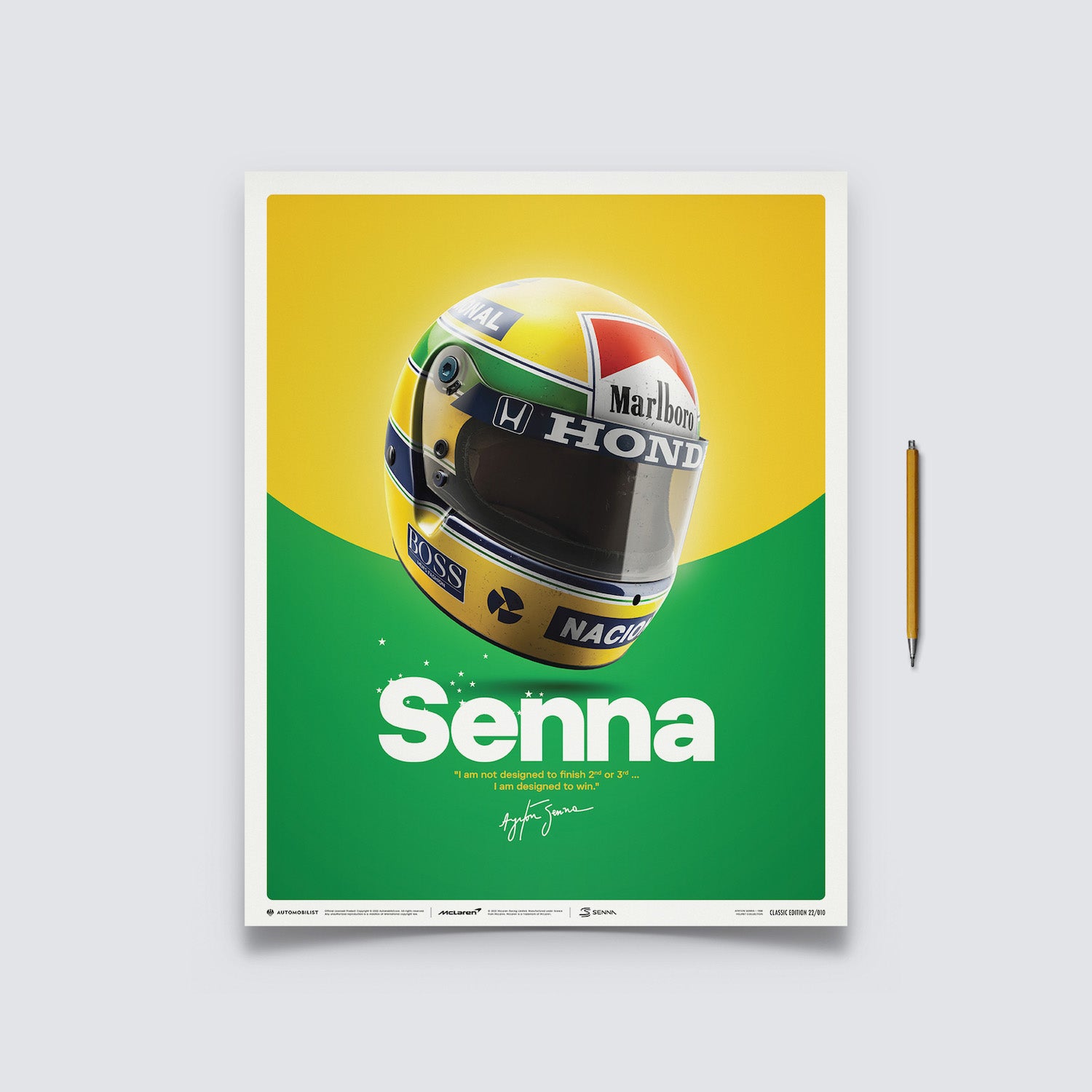 Ayrton Senna | 1988 Helmet 35th Anniversary | McLaren MP4/4 Poster