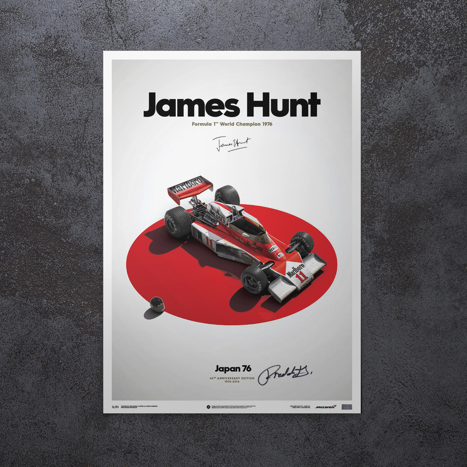 Signed by Freddie Hunt | 1976 James Hunt McLaren M23 Japanese GP | Japan Poster