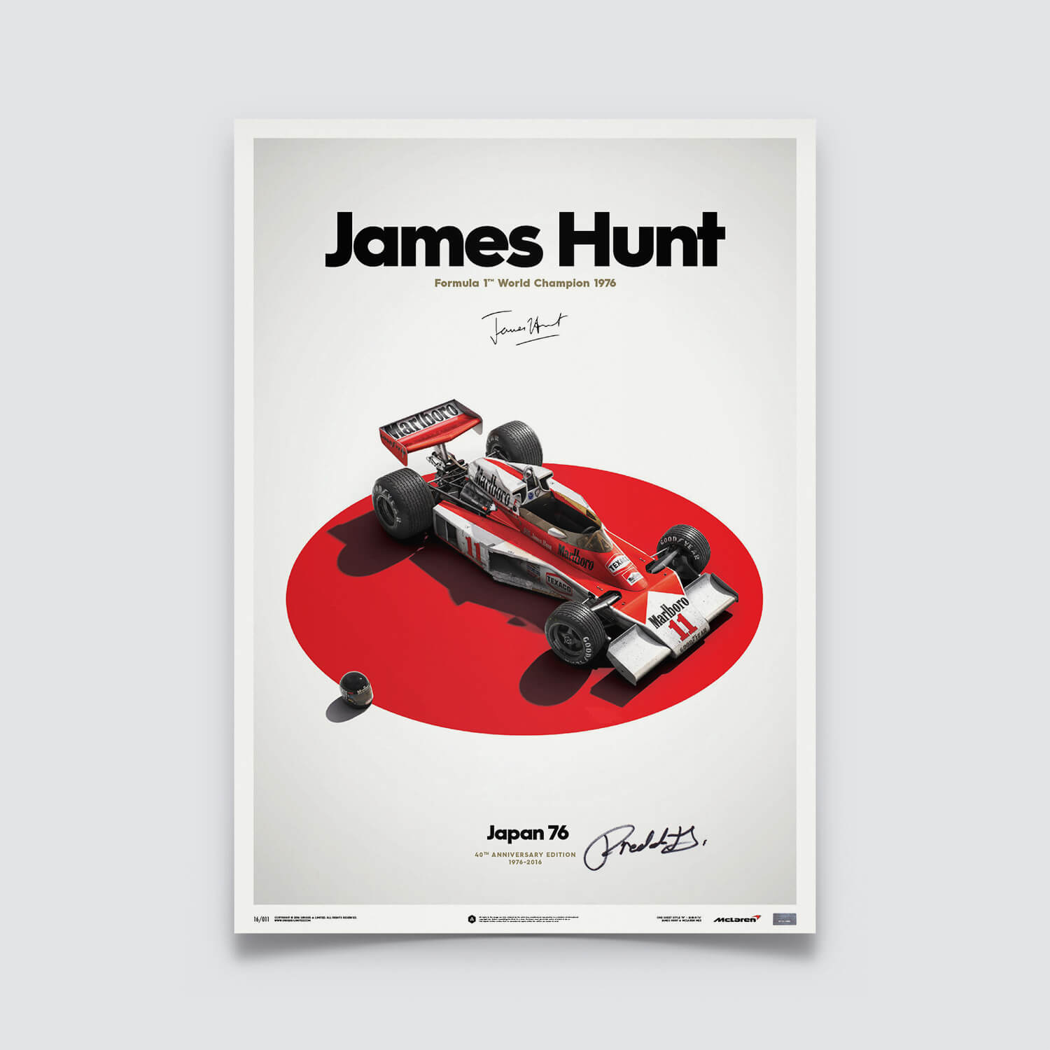 Signed by Freddie Hunt | 1976 James Hunt McLaren M23 Japanese GP | Japan Poster