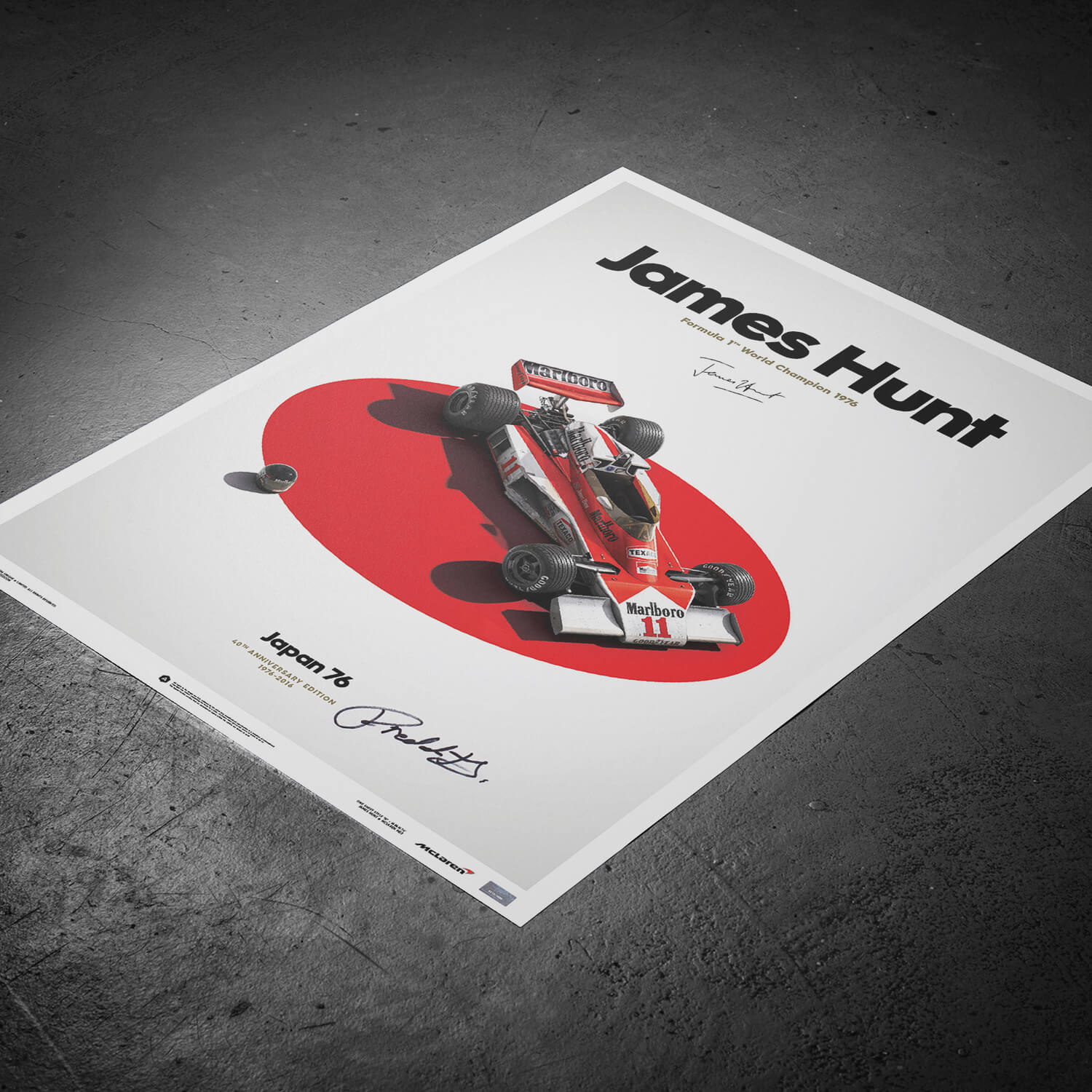 Signed by Freddie Hunt | 1976 James Hunt McLaren M23 Japanese GP | Japan Poster