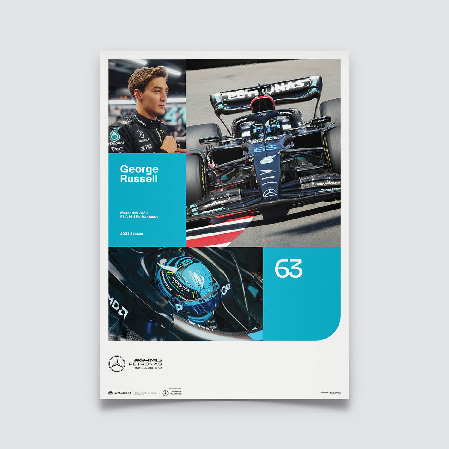2023 George Russell Mercedes F1 W14 poster print, Formula 1 poster