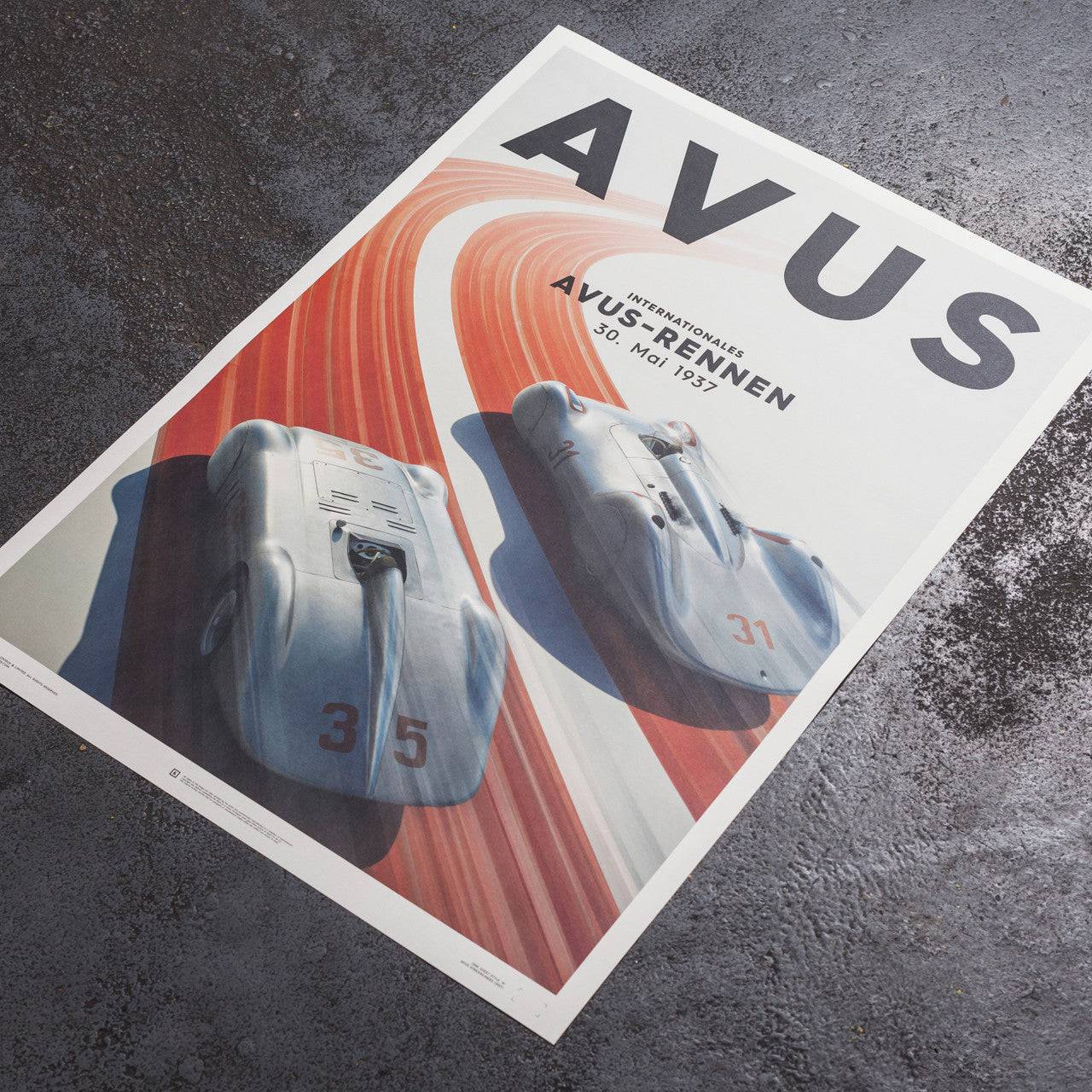 Mercedes Benz & Auto Union - Silver - Avus - 1937 - Poster
