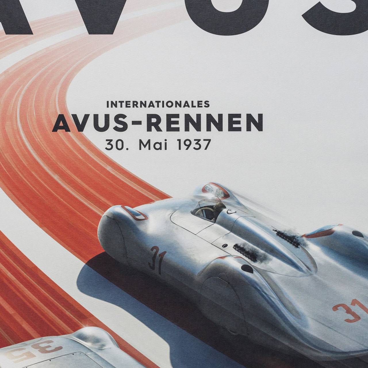 Mercedes Benz & Auto Union - Silver - Avus - 1937 - Poster