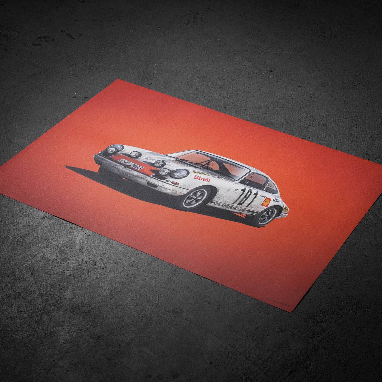 Porsche 911R - White - Tour de France - 1969 - Colors of Speed Poster