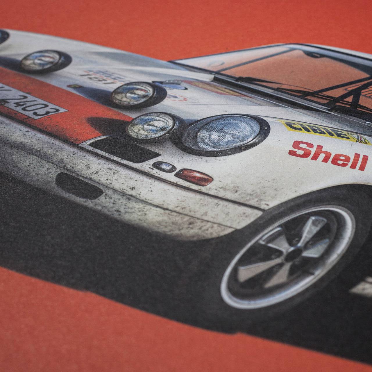 Porsche 911R - White - Tour de France - 1969 - Colors of Speed Poster