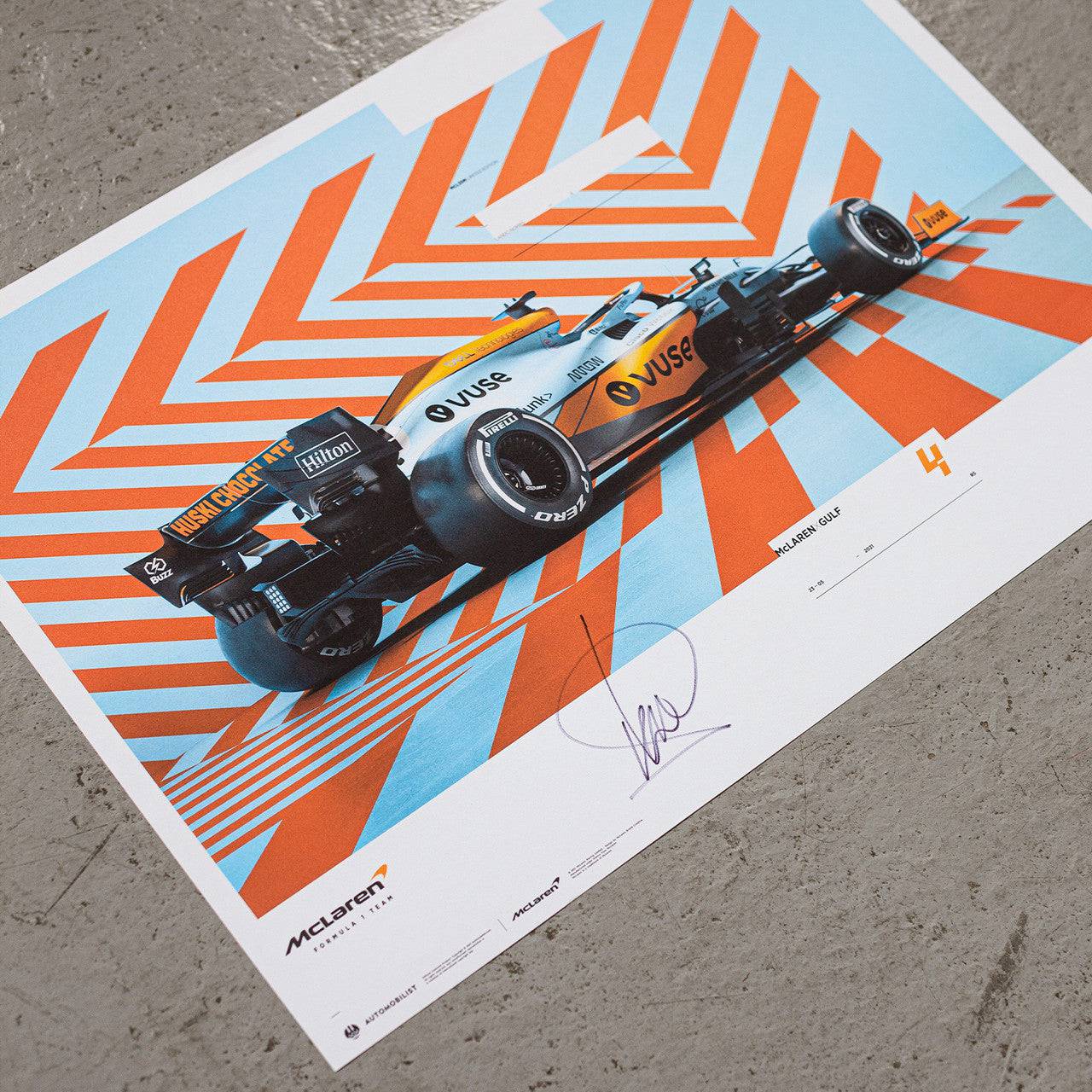 Lando Norris Signed - McLaren x Gulf - Horizontal - 2021 | Limited Edition