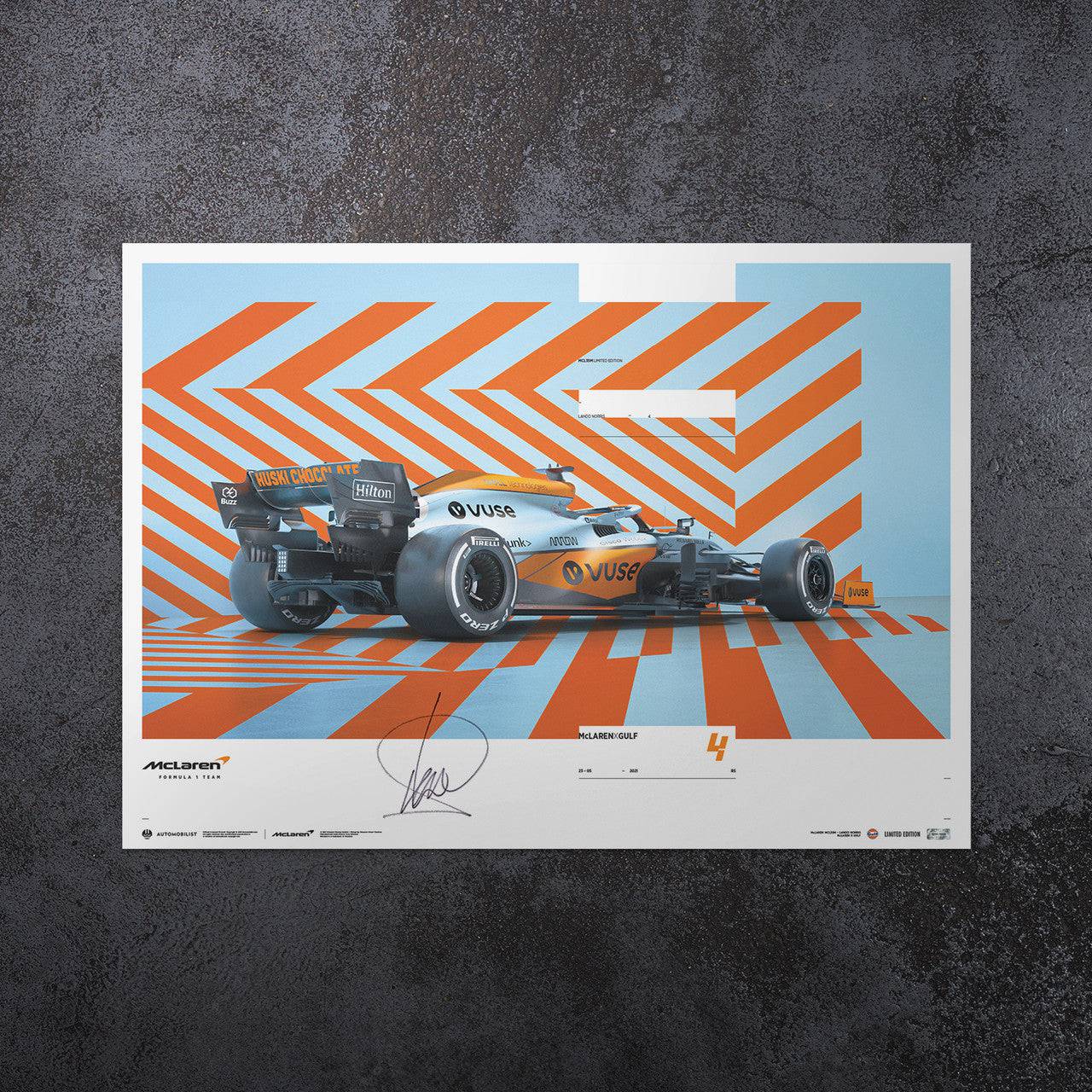 Lando Norris Signed - McLaren x Gulf - Horizontal - 2021 | Limited Edition