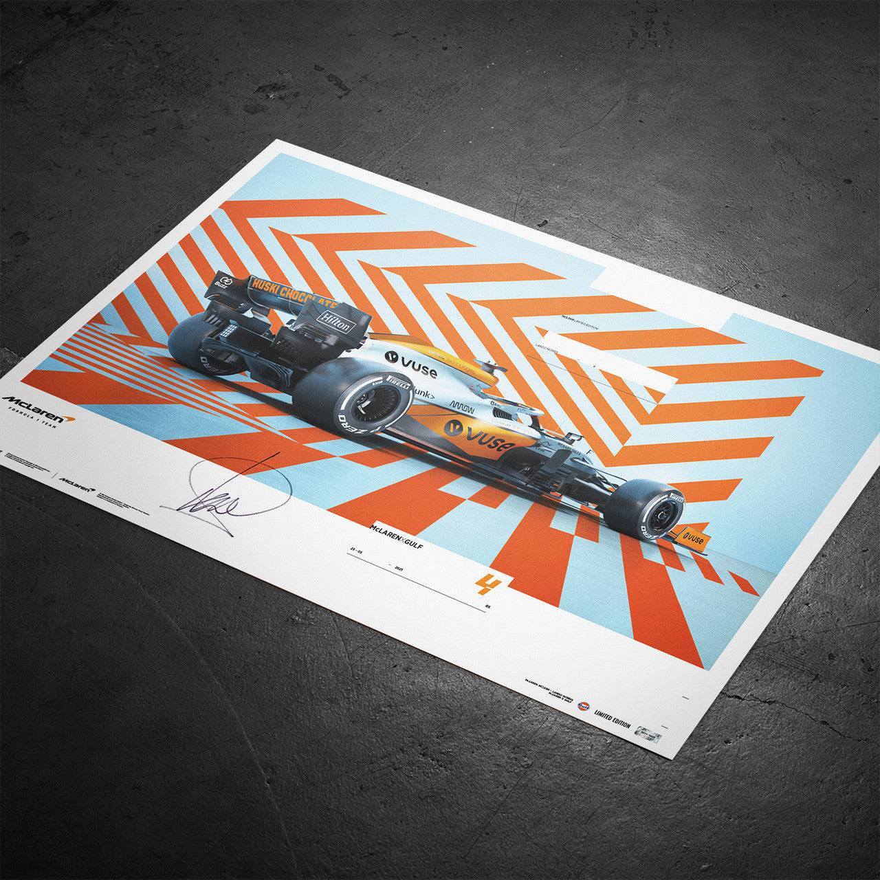Lando Norris Signed - McLaren x Gulf - Horizontal - 2021 | Limited Edition
