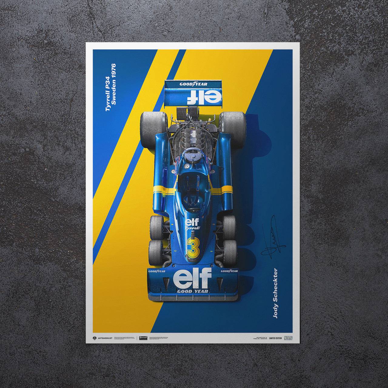 JODY SCHECKTER - TYRRELL P34 AT SWEDISH GRAND PRIX 1976 | SIGNED LIMITED EDITION | Poster