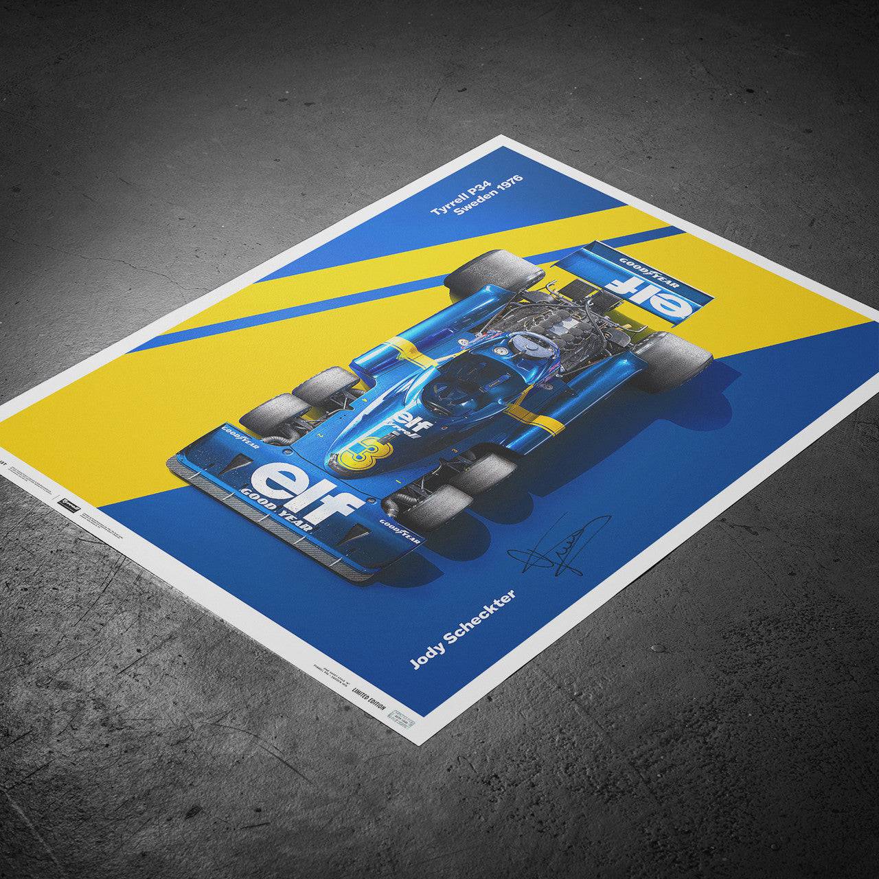 JODY SCHECKTER - TYRRELL P34 AT SWEDISH GRAND PRIX 1976 | SIGNED LIMITED EDITION | Poster