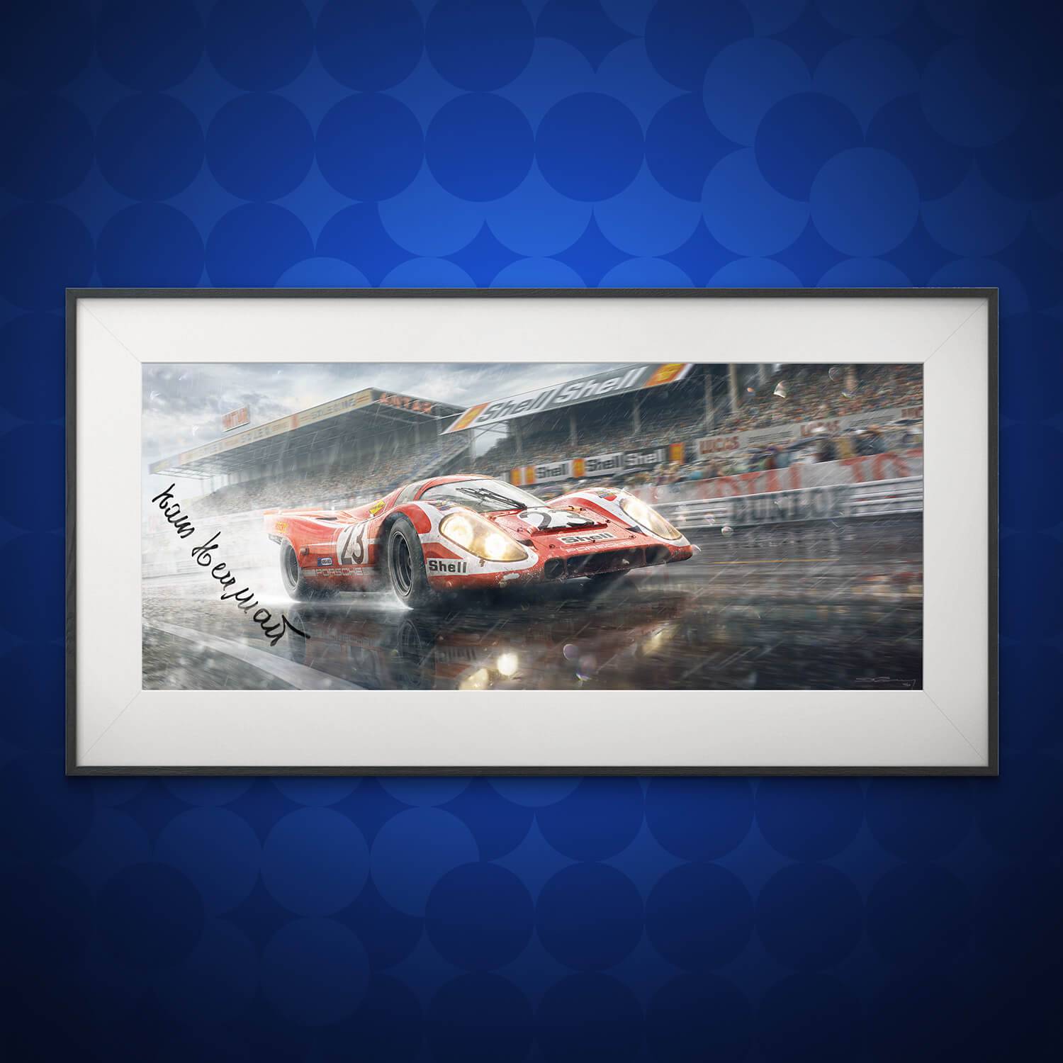 Signed by Hans Herrmann - German Engineering, Hollywood Ending - Porsche 917K - 24 Hours of Le Mans - 1970 | Small Fine Art Print - Automobilist