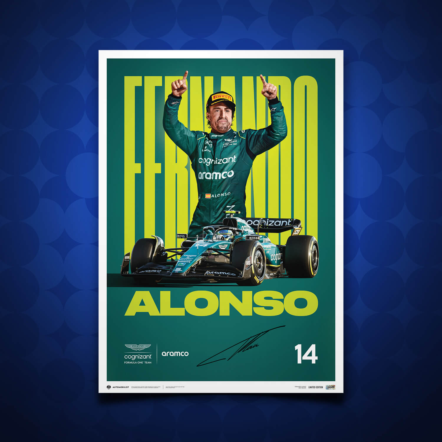 Signed by Fernando Alonso 2023 Aston Martin Aramco Cognizant Formula One™ Team Aston Martin Poster