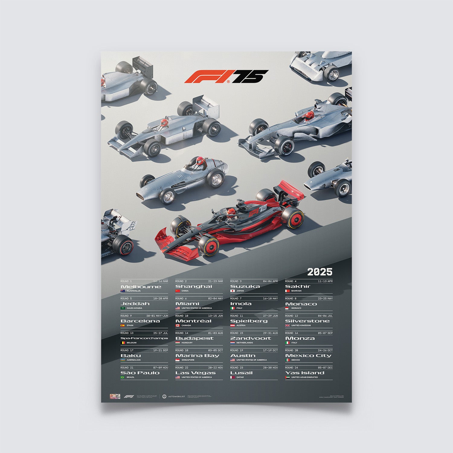 Formula 1® - 75th anniversary - Calendar Poster - 2025